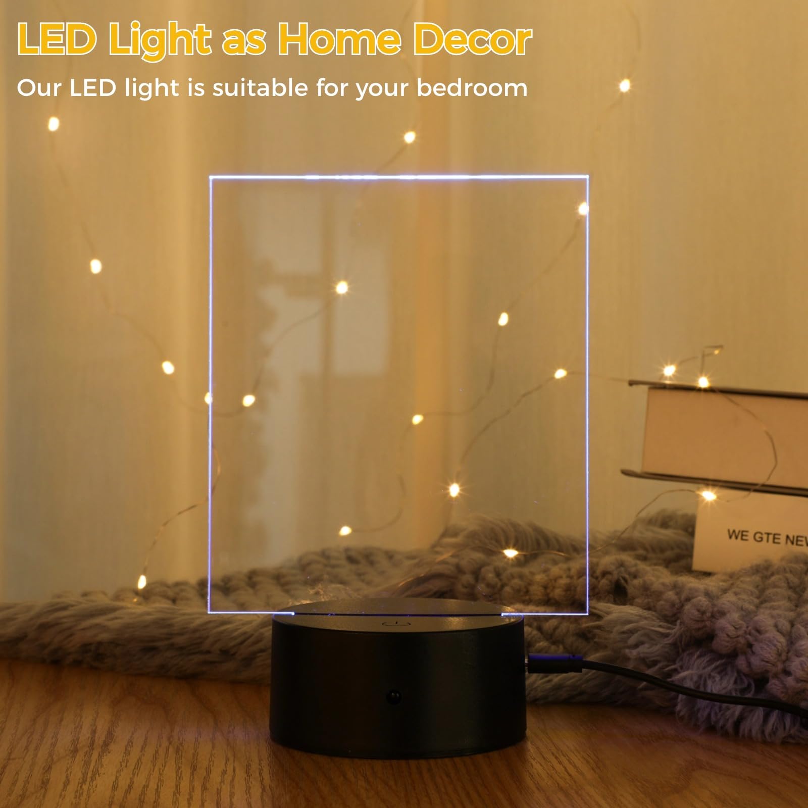 Homaisson 12 Pack 3D Night LED Light Lamp Base with Clear Acrylic Sheets, DIY Acrylic Lamp Base Set with Remote Control, 16 Colo