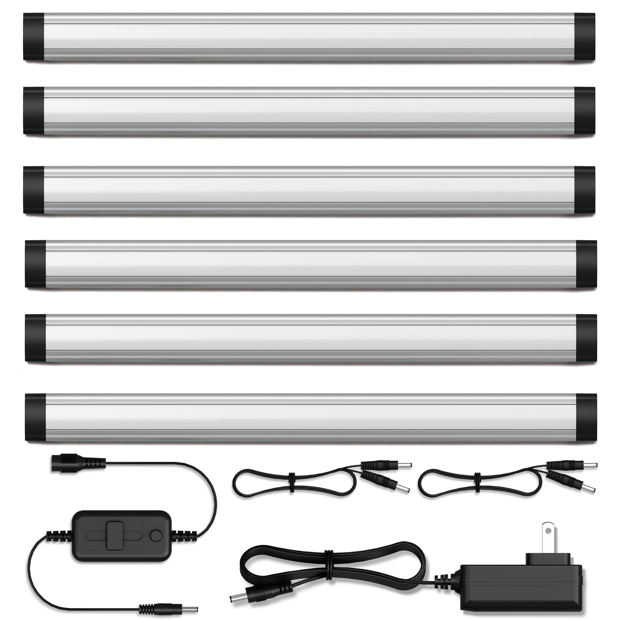 GETINLIGHT 12-inch LED Under Counter Lights, Soft White 3000K, 6-Light Pack, Metal, Model IN-0110-26-SN