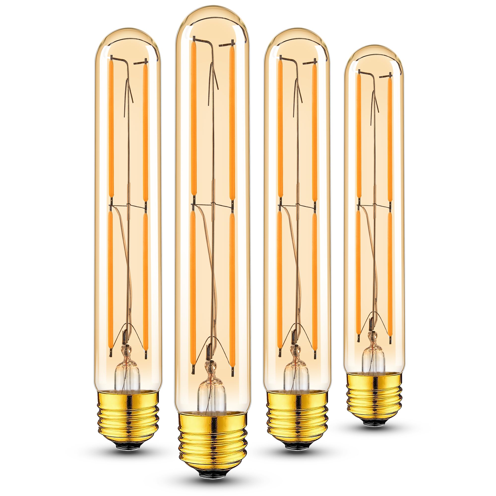 Sphoon Tubular Light Bulb 7.3 Inch Dimmable T10 Led Bulb E26 6W 60 Watts Edison Bulbs Amber 2200K Warm White,185Mm Long For Wall