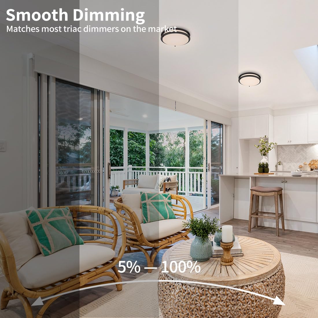 DAKASON LED Flush Mount Ceiling Light Fixture 10in 15W Dimmable 3000K/4000K/5000K Oil Rubbed Bronze CL01R250P15W