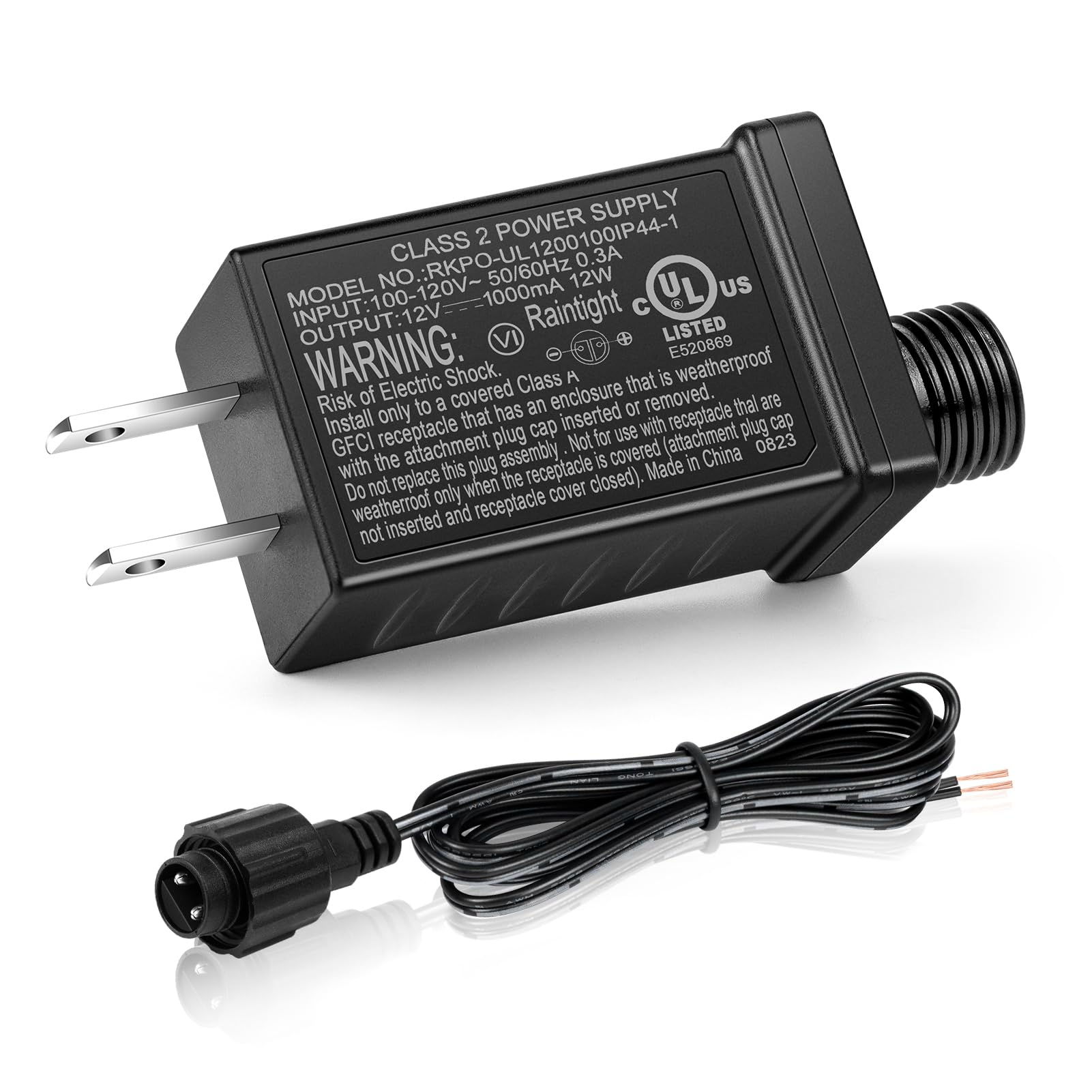 12V 1A Class 2 Power Supply  Ip44 Waterproof Inflatable Power Supply  Ul Listed Low Voltage Transformer For Christmas Tree  Led Strip Lights  Holiday Decor Etc