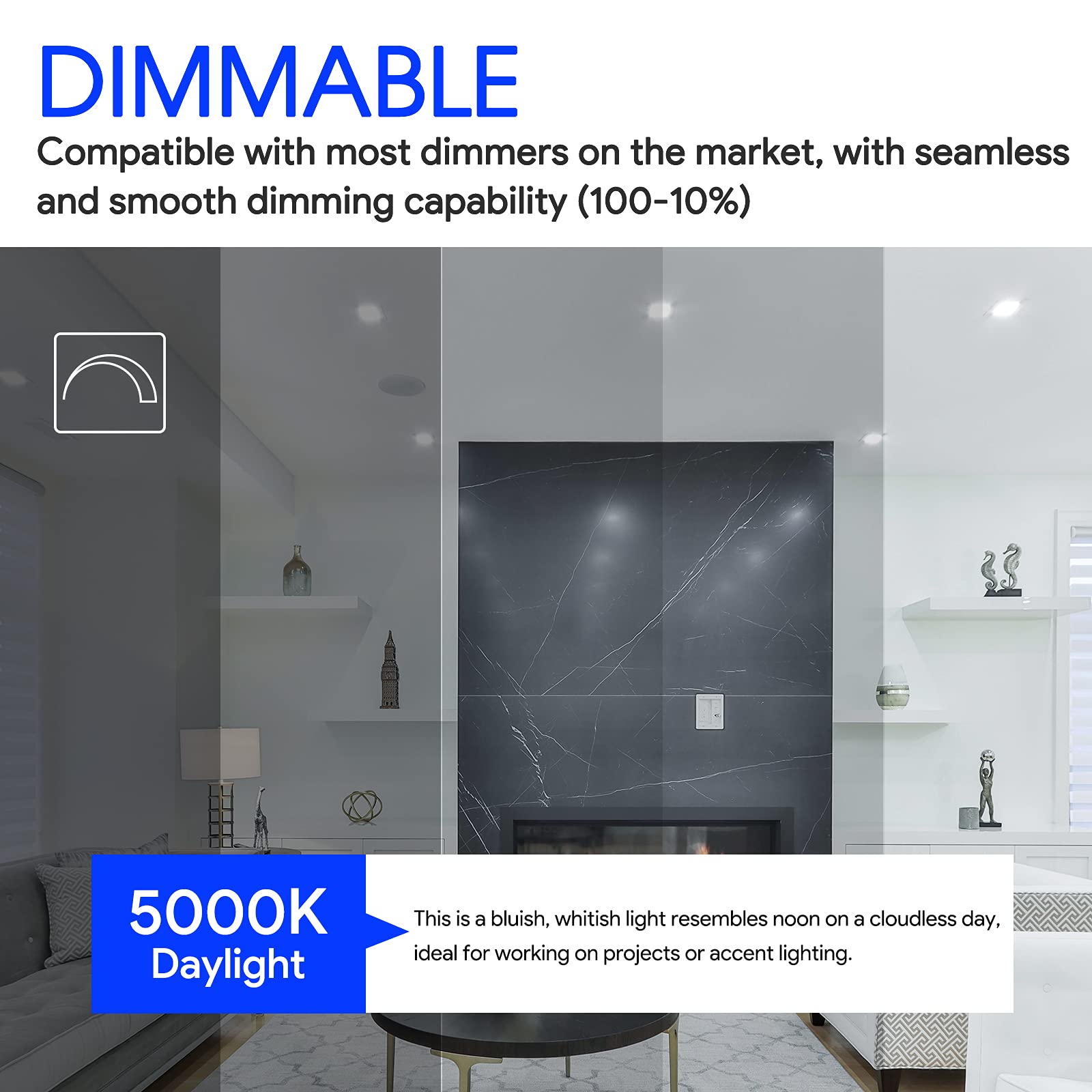 E ENERGETIC LIGHTING BR30 LED Light Bulbs 12 Pack, Dimmable, 8.5W=65W, 5000K Daylight, E26 Base,