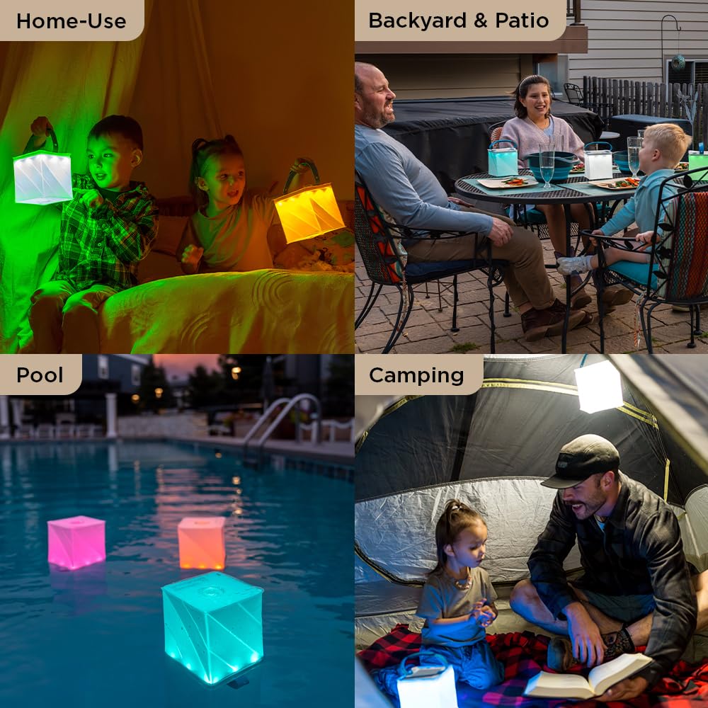 LuminAID Nova Colors Solar Camping Lantern - Twist-to-Inflate LED Light with 8 Color Modes - Multicolor, Model 0196-0410