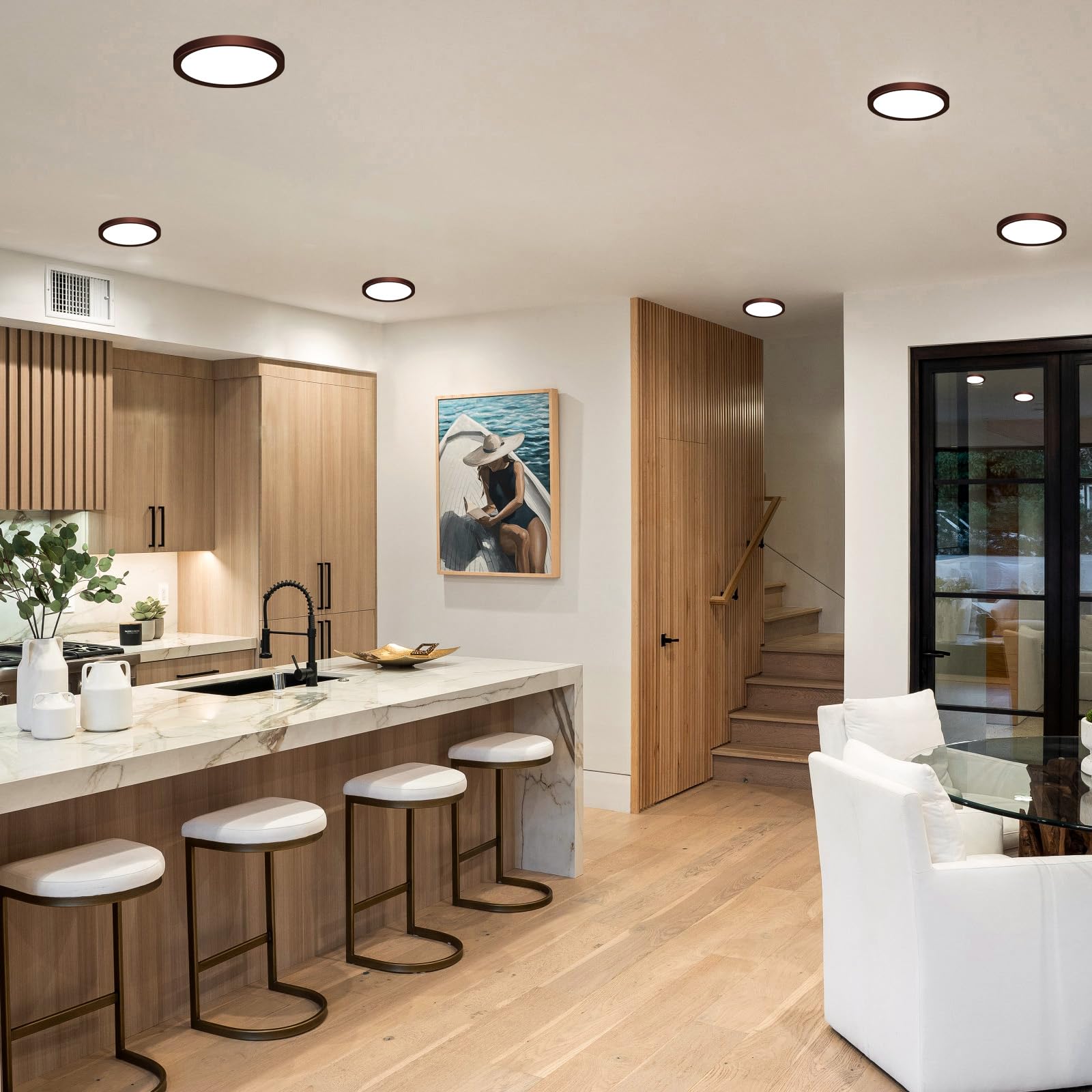 slochi LED Flush Mount Ceiling Light Fixture, 12W 1200Lm, 6.5 Inch, Oil-Rubbed Bronze, 3000K-4000K-6500