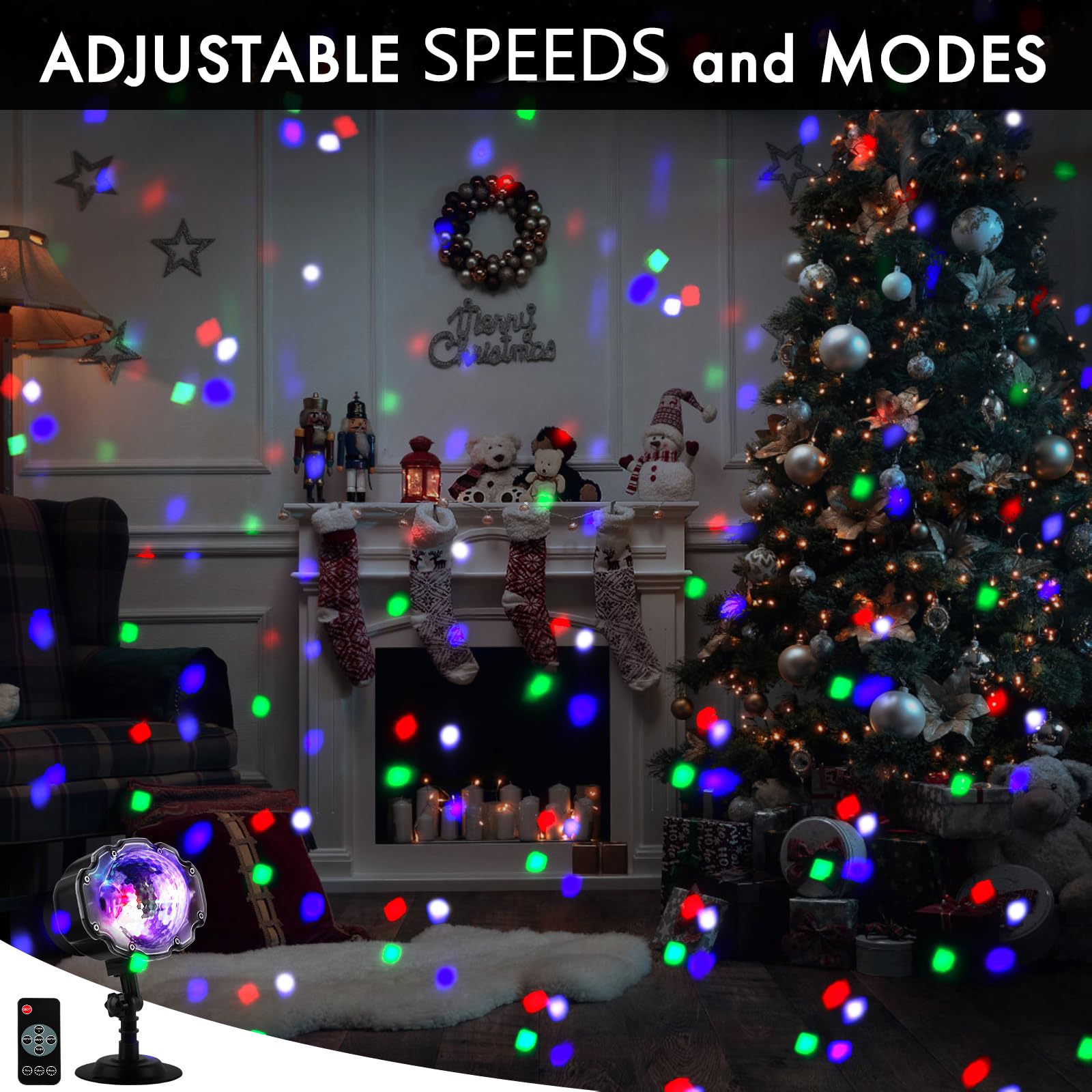Yokgrass Christmas Snowfall Projector Lights, Multi-Color with Remote Control, Indoor/Outdoor Use, Model YOKUS-2309-MSP