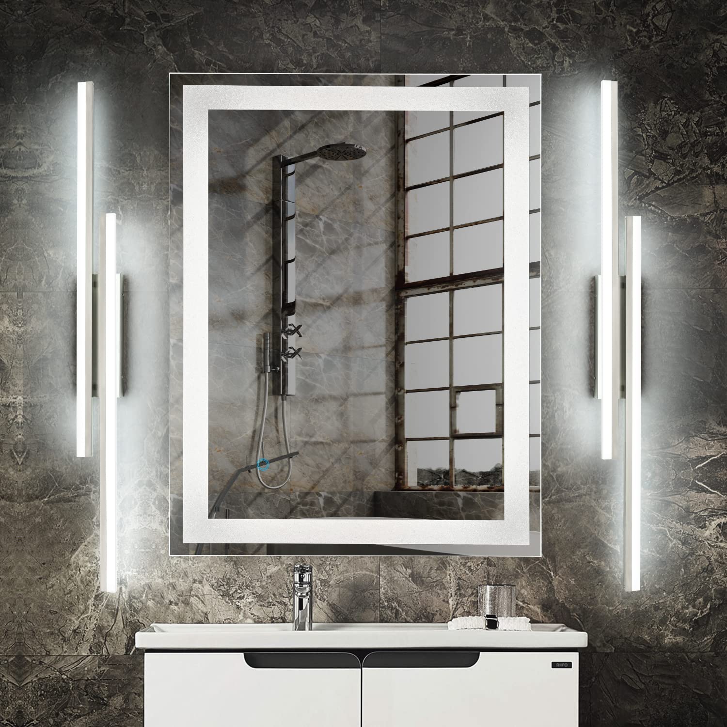 PRESDE Bathroom Light Fixture Over Mirror Brushed Nickel 48inch LED Dimmable 3CCT Metal Vanity Lighting