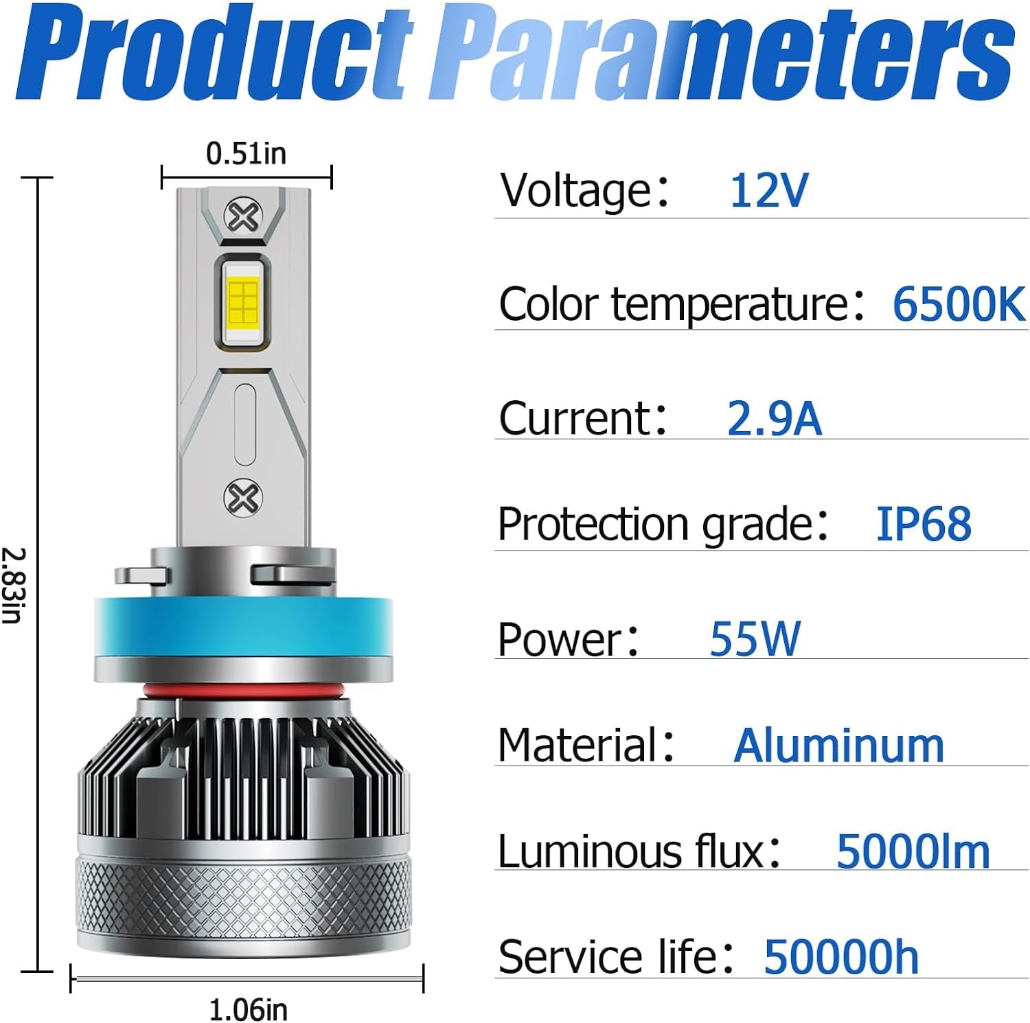 AWALITED Fog Light Bulbs Combo for 2019-2023 Dodge Ram 1500 2500 3500, 6000K White, Plug-and-Play, Pack of