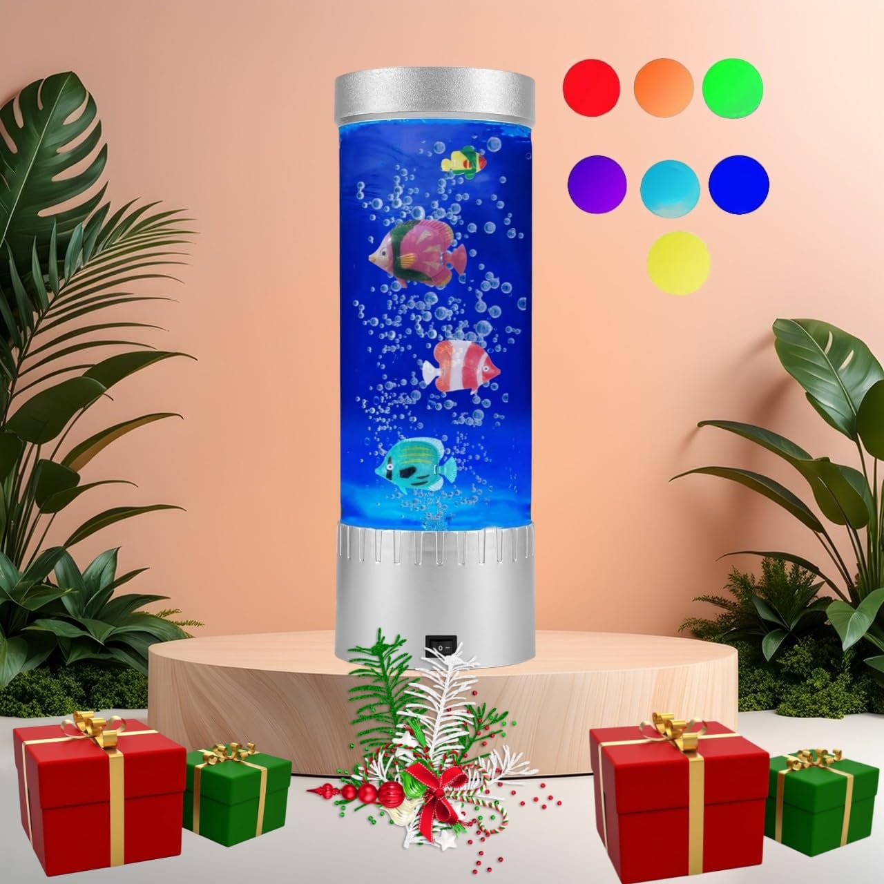 LEHAHA Bubble Fish Lamp - Color Changing Mood Light, USB Aquarium Decor for Home & Office, Model LNSL-27, Gift for Kids & Adults