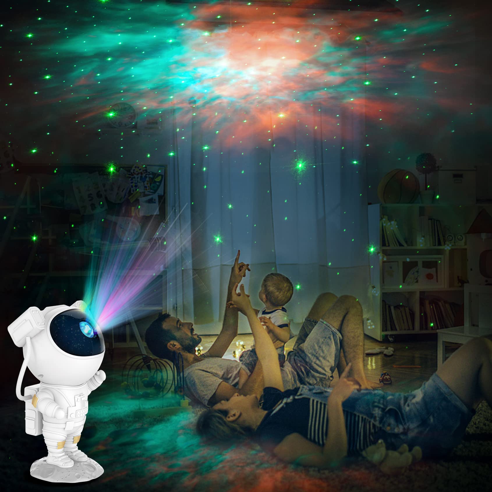 [A Gift Choice] Astronaut Space Buddy Star Projector - Galaxy Projector Night Light With Remote, 360?Adjustable And Timer, Kids