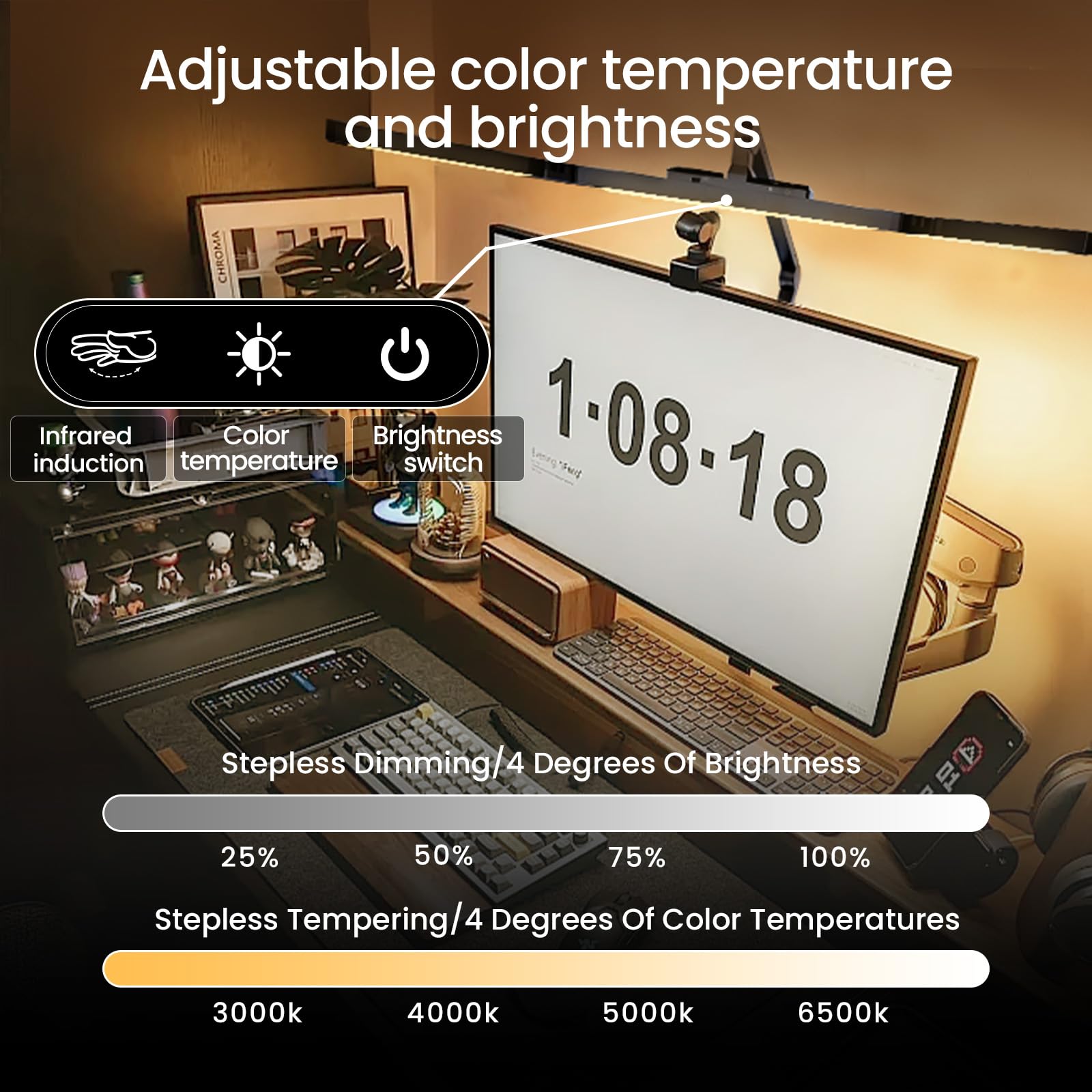 Bzta Led Desk Lamp For Home Office, Ultra Bright Touch-Dimming Architect Table Lamp With Clamp, 24W Adjustable Foldable Three Swing Arm Eyecare Led Desk Light With Infrared Sensor-Black