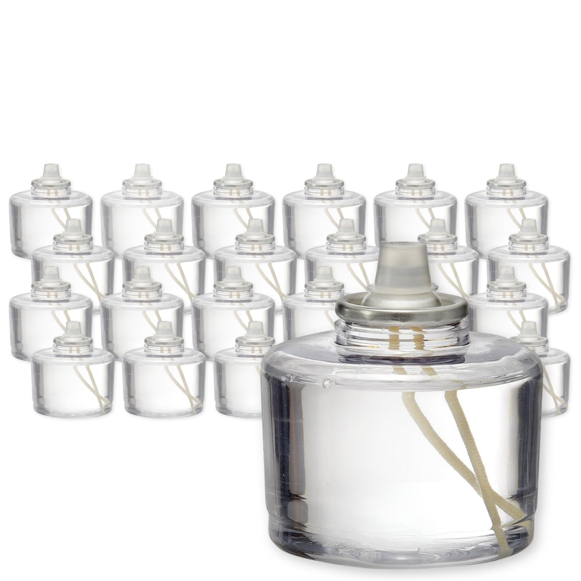 Hollowick Disposable Liquid Candles, 36 Hour, For Use In Glass Votive Tealight Lamp Holders, Restaurant Wedding Table Top Lights, Child Resistant Closures, 24 Pieces, Clear Fuel Oil Hd36