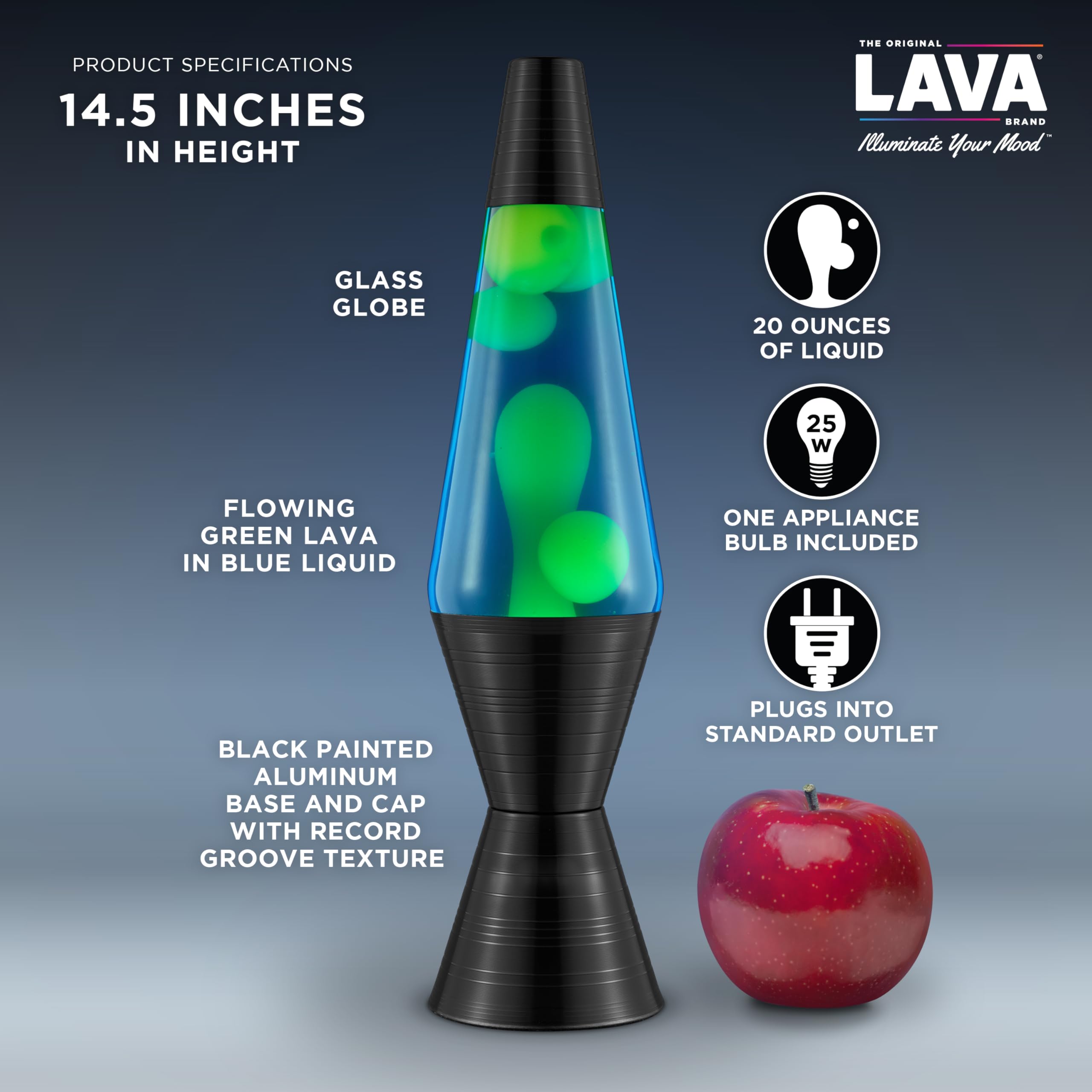 Lava Original Liquid Motion Lamp - 14.5" Vinyl Record Base - Yellow & Blue - Model #2020 - Amazon Exclusive