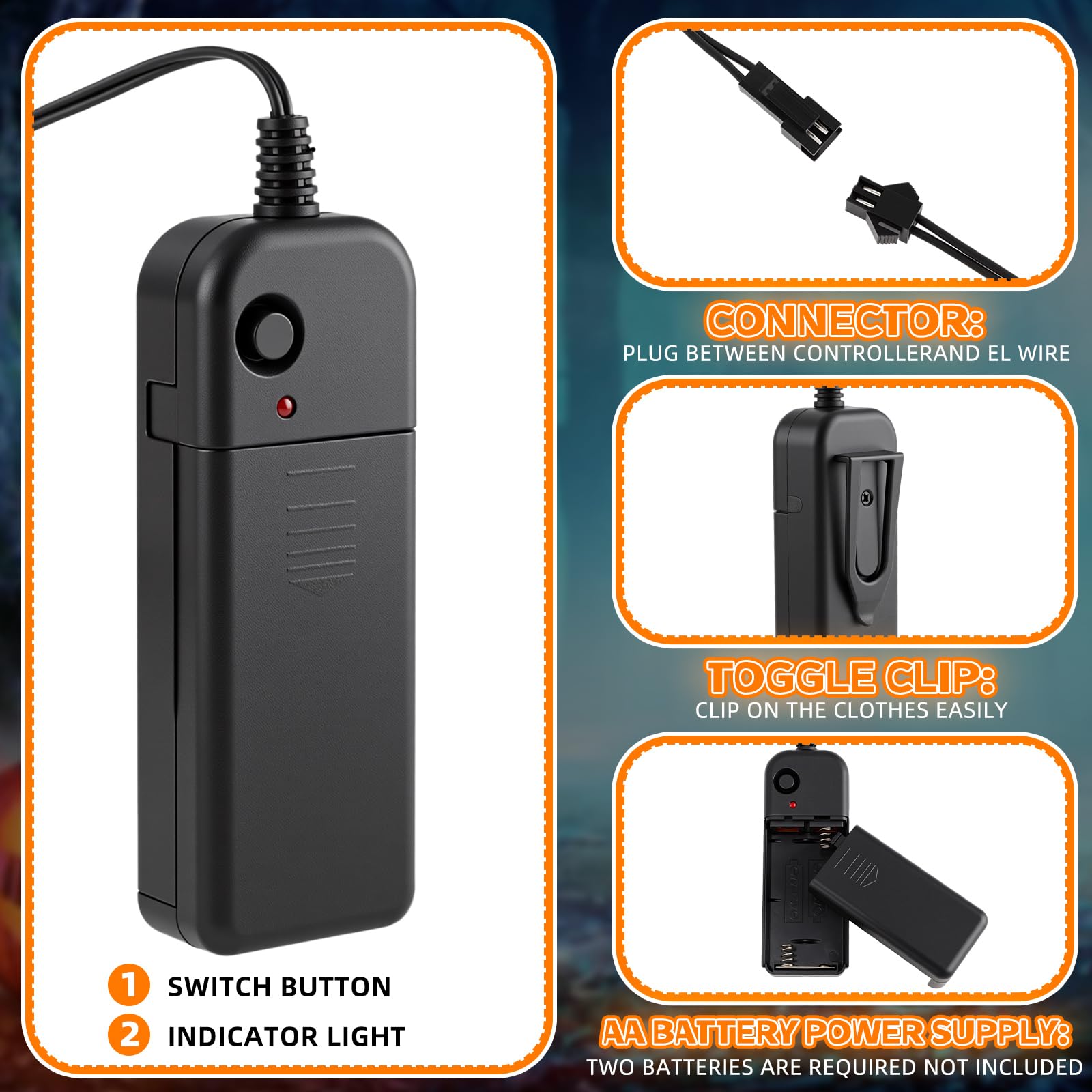 Retisee Halloween 4 Pcs Led Eyes for Mask Skeleton, EL Panels Light,with Battery Box for Cosplay Laser Eyes Pumpkin head Hallowe