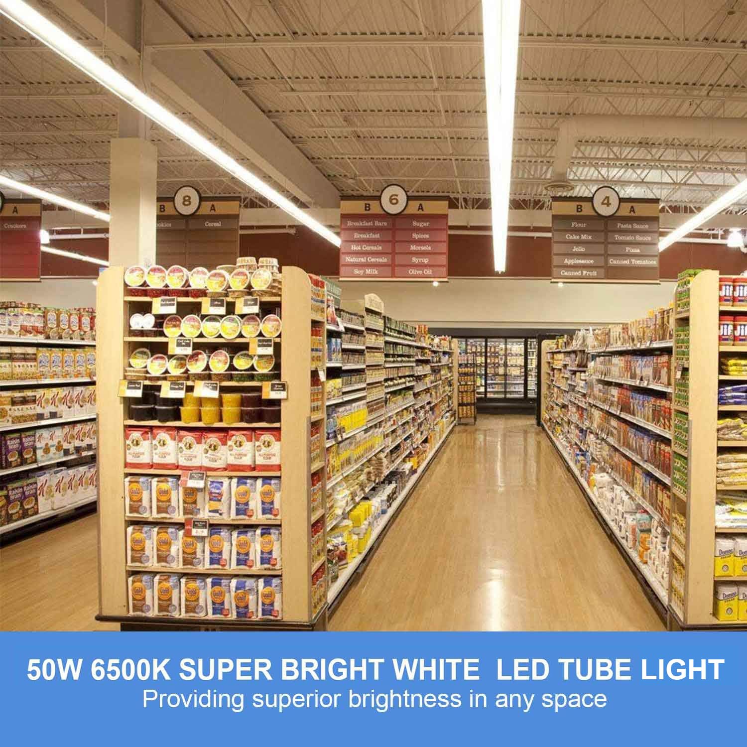 10Pack 4Ft Led Shop Light - 50W 8000Lm 6500K Linkable Clear Cover T8 Led Tube Light For Workshop, Warehouse, Basement - Plug And