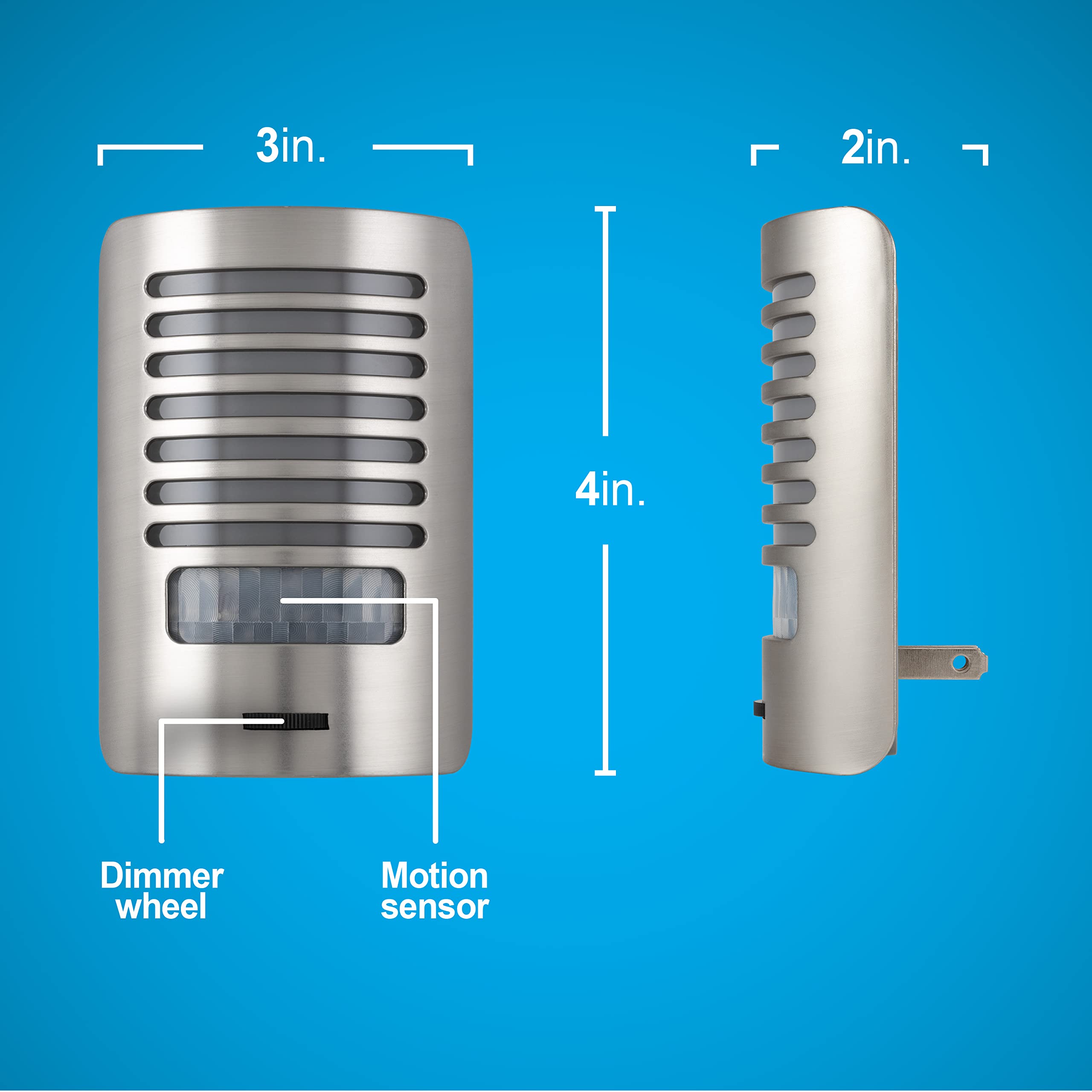 Ge Led Night Light, Motion Sensing, Dimmable, Louver Shade, Brushed Nickel, Plug-In, Ul-Certified, Ideal Nightlight For Bedroom,