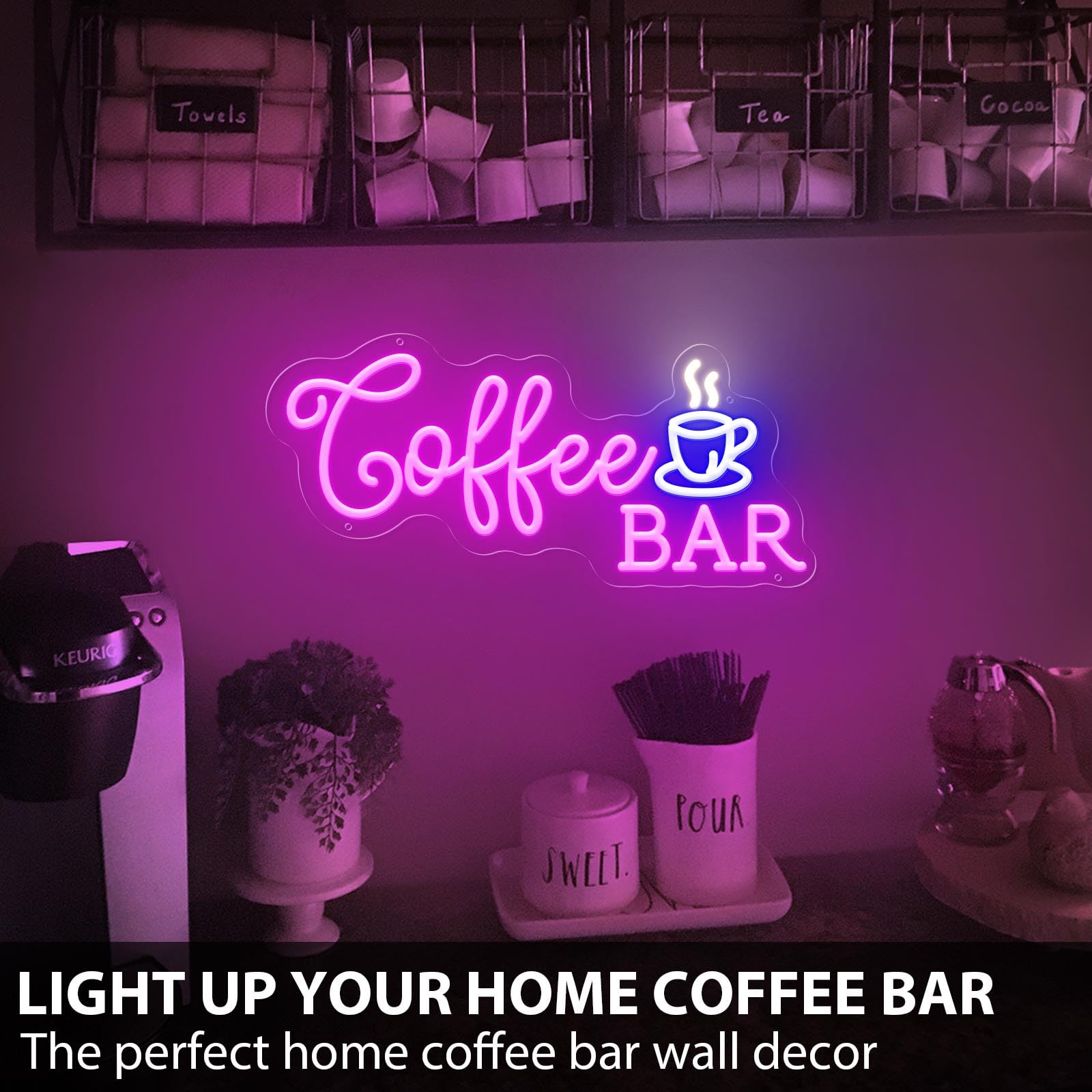 Neon Sign, Dimmable LED Coffee/Bar Sign with Remote, USB Powered for Coffee Bar/Cafe Decor
