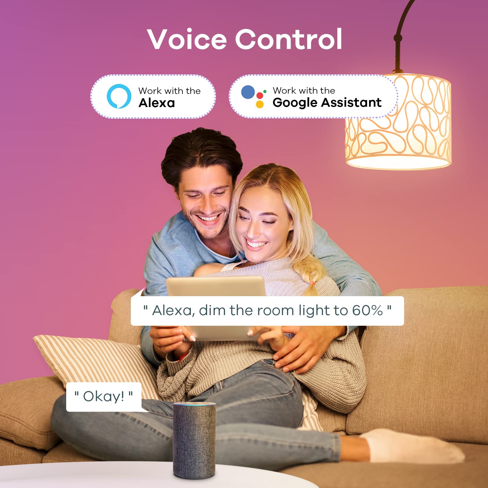 Linkind Smart Light Bulbs, Wifi Bulbs Work With Alexa & Google Home, Rgbtw Color Changing Light Bulb With App Control, 9W Led Sm