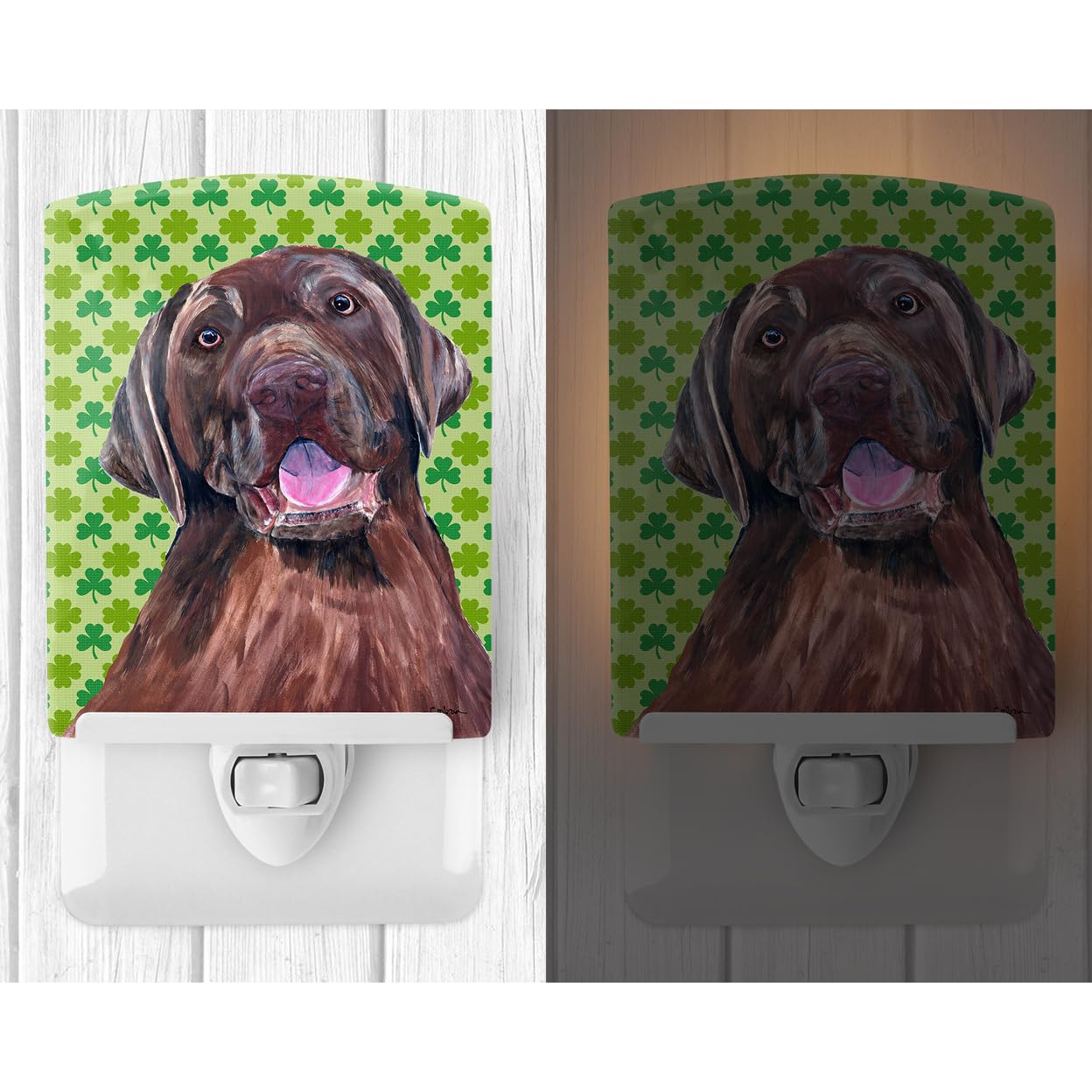 Carolines Treasures Ceramic Night Light, Labrador Chocolate, St. Patricks Day, 6x4x3in, Multicolor, Model SC9304CNL