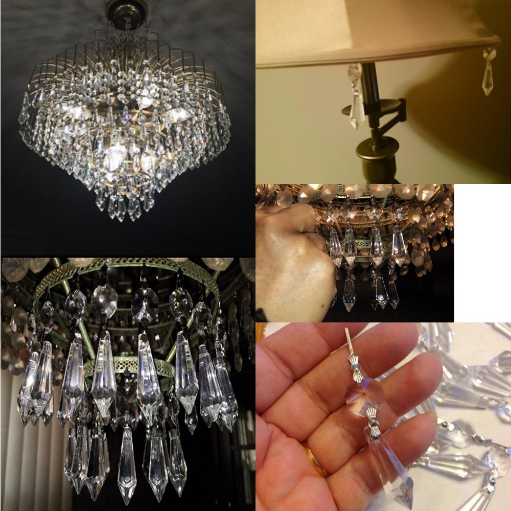Bronagrand 20Pcs 38Mm Replacement Clear Chandelier Icicle Crystal Prisms Octogan Crystal Bead For Lamp Decoration