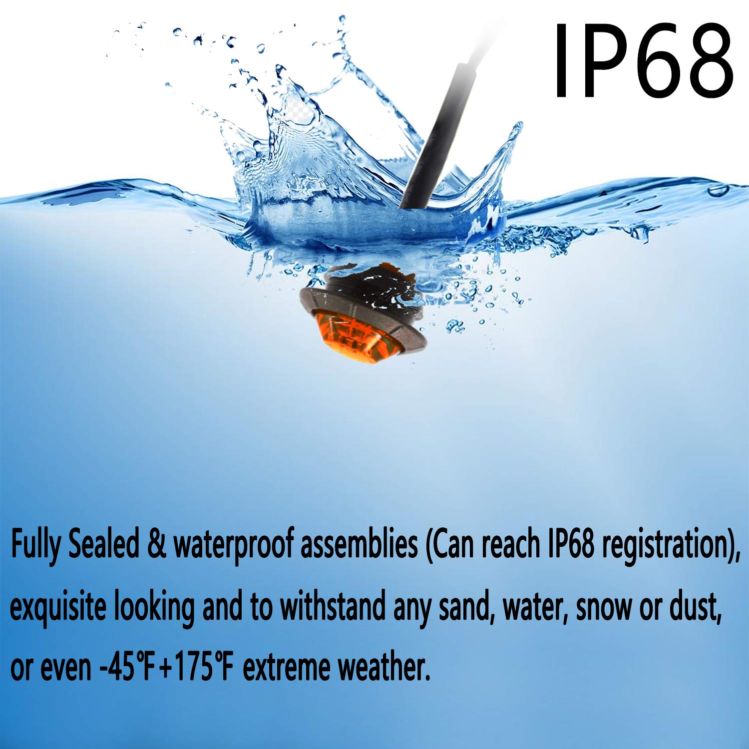 KEING Mini Amber 12V LED Round Clearance Lamp - Waterproof Side Marker Light for Trucks, Trailers, RVs, ATVs, and Buses