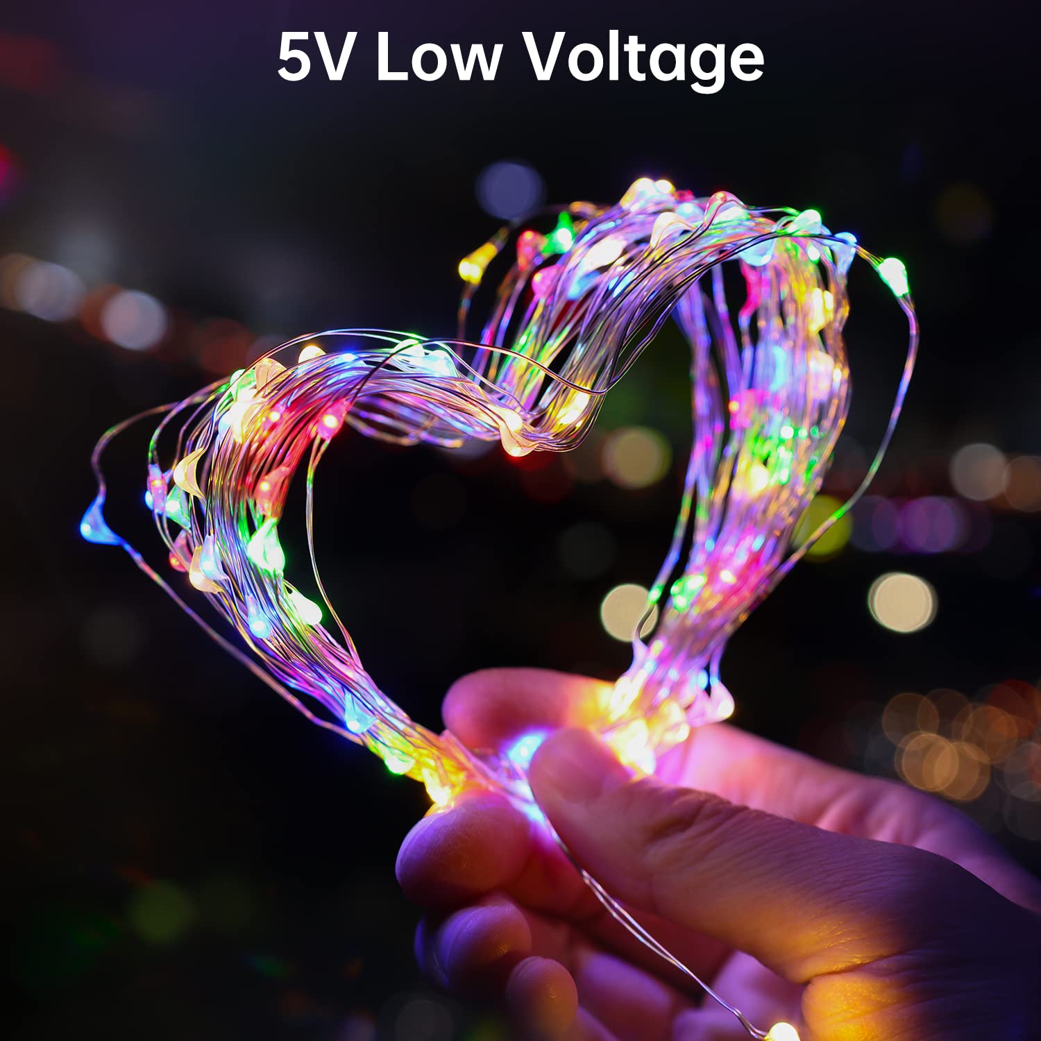 Blingstar Multicolor Fairy Lights USB Powered 33Ft 100 LED Copper Wire String Lights for Indoor Outdoor Decor