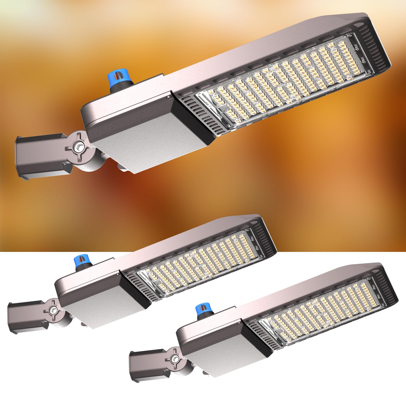 Lightdot 320W (350X1W) Led Parking Lot Lights 48000Lm(150Lm/W) 5000K Parking Lot Lights Slip Fitter Mount Outdoor 6Kv Spd Smart Dusk To Dawn Led Pole Lighting -2Pack 7Yrs Warranty