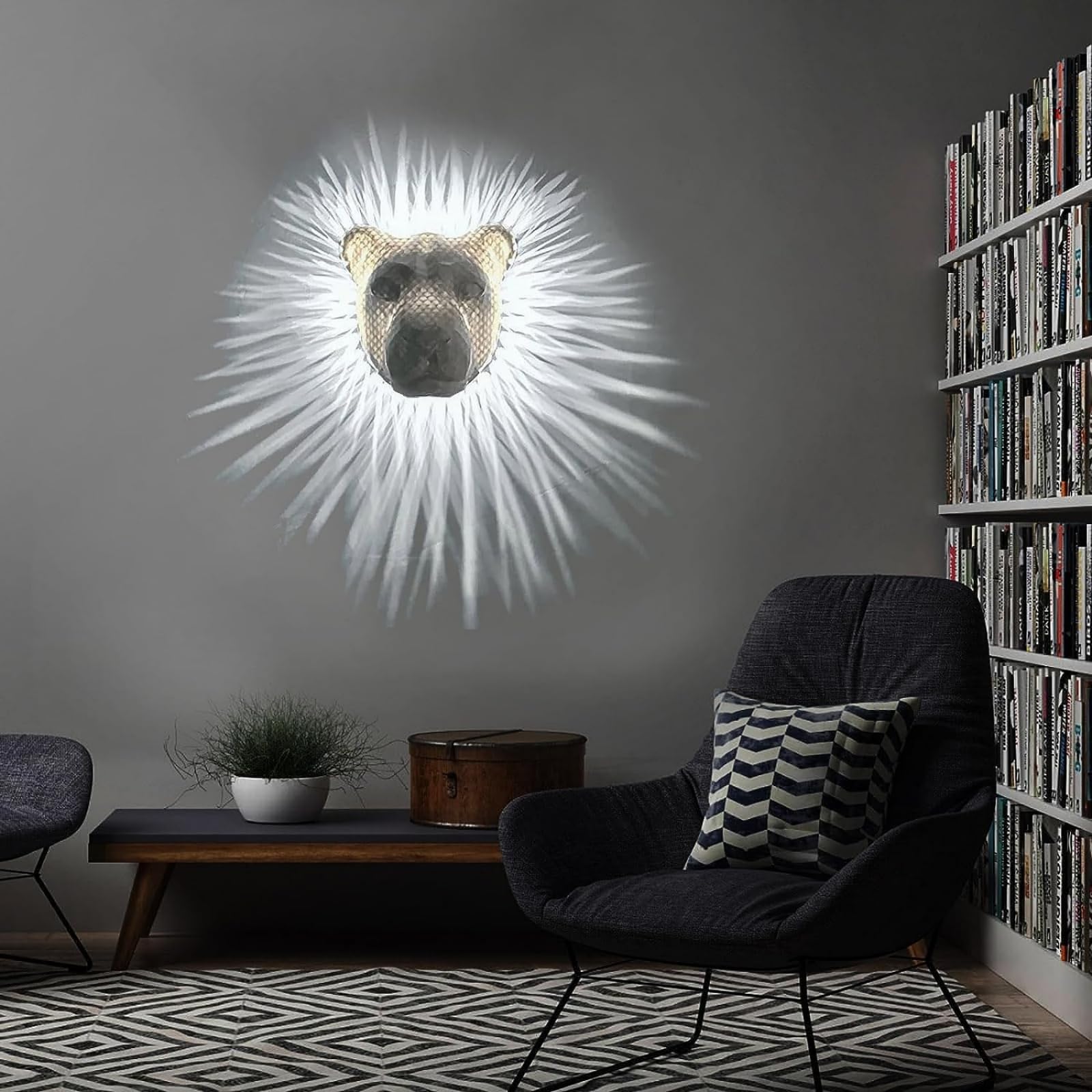 Isfiba 3D Animal Led Wall Lamp, Creative Resin Carving Lamp, Led Home Decoration Lamp, Atmosphere Rendering Lamp, For Study, Bedroom, Dining Room, Stairway, Hallway, Bar (Lion)