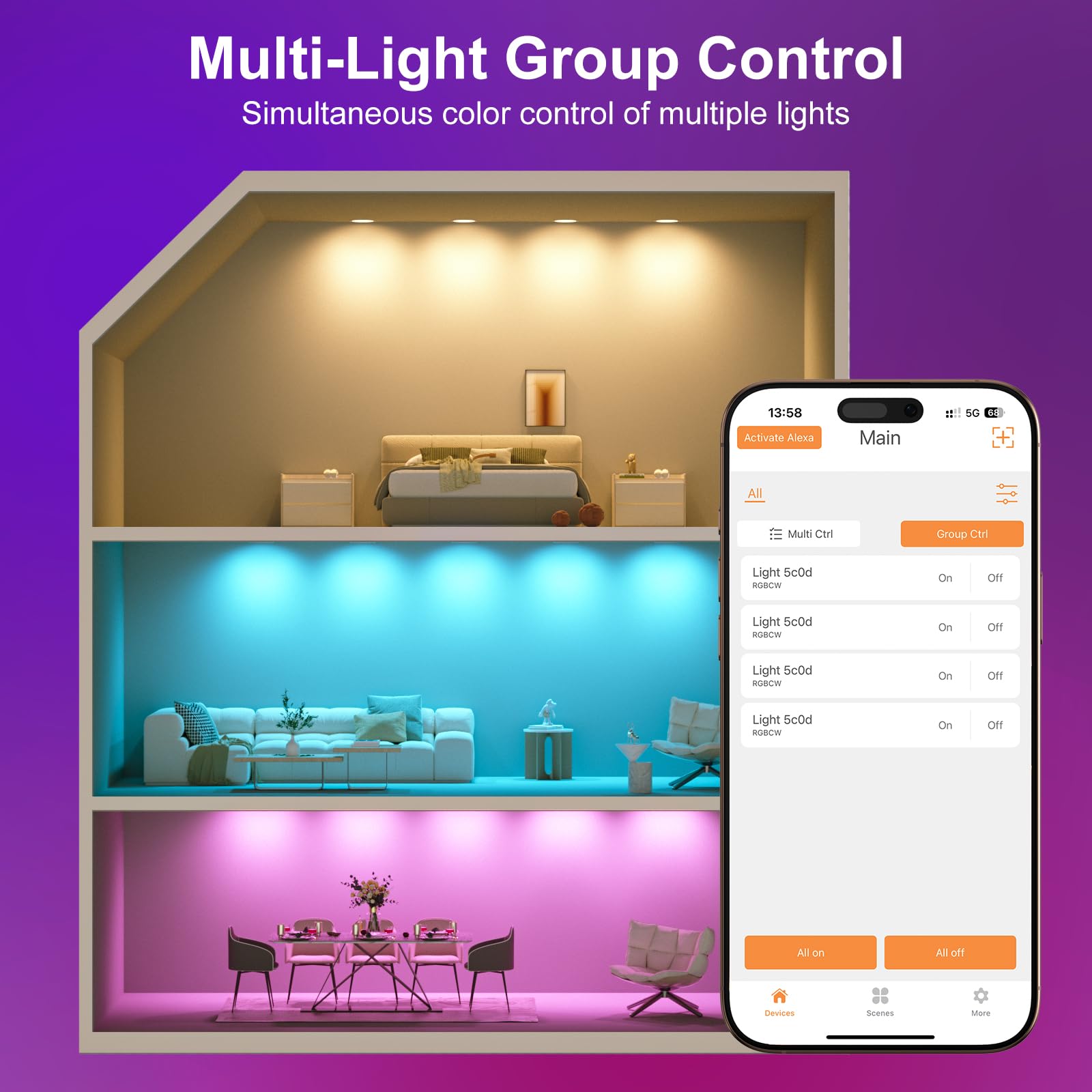 Hydong Color Changing Led Can Lights 12Pack Retrofit Led Recessed Lighting 5/6Inch 13W 1050Lm Smart Recessed Can Lights Compatible With Alexa Bluetooth App Control For Bedroom Kitchen Living Room