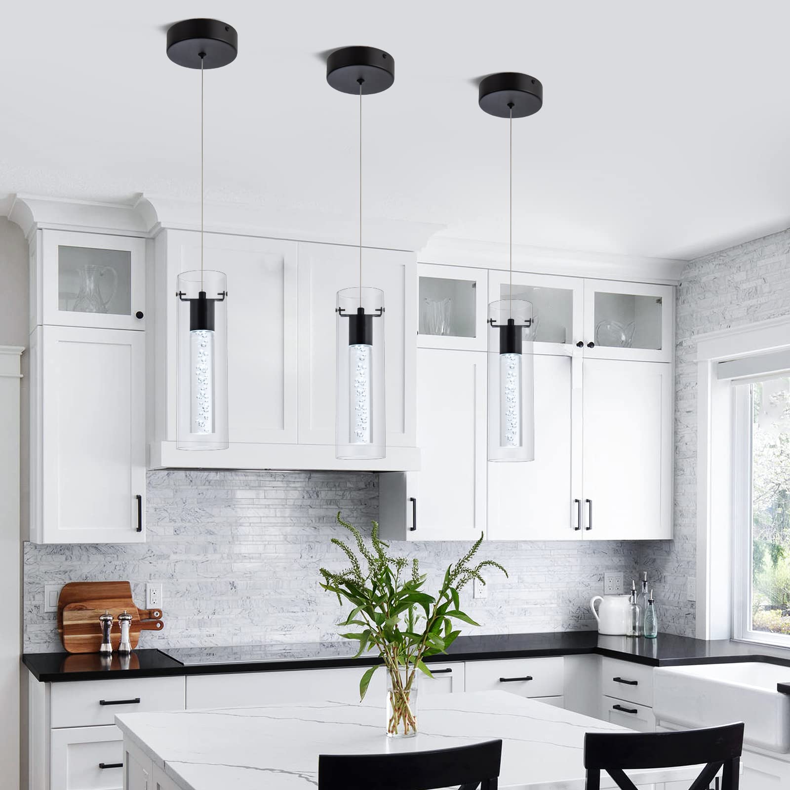 votag Mini Pendant Lights 3-Pack 24W CRI80 1920 Lumen 6000K Black Aluminum Model PI-0172A1-24W3-BK