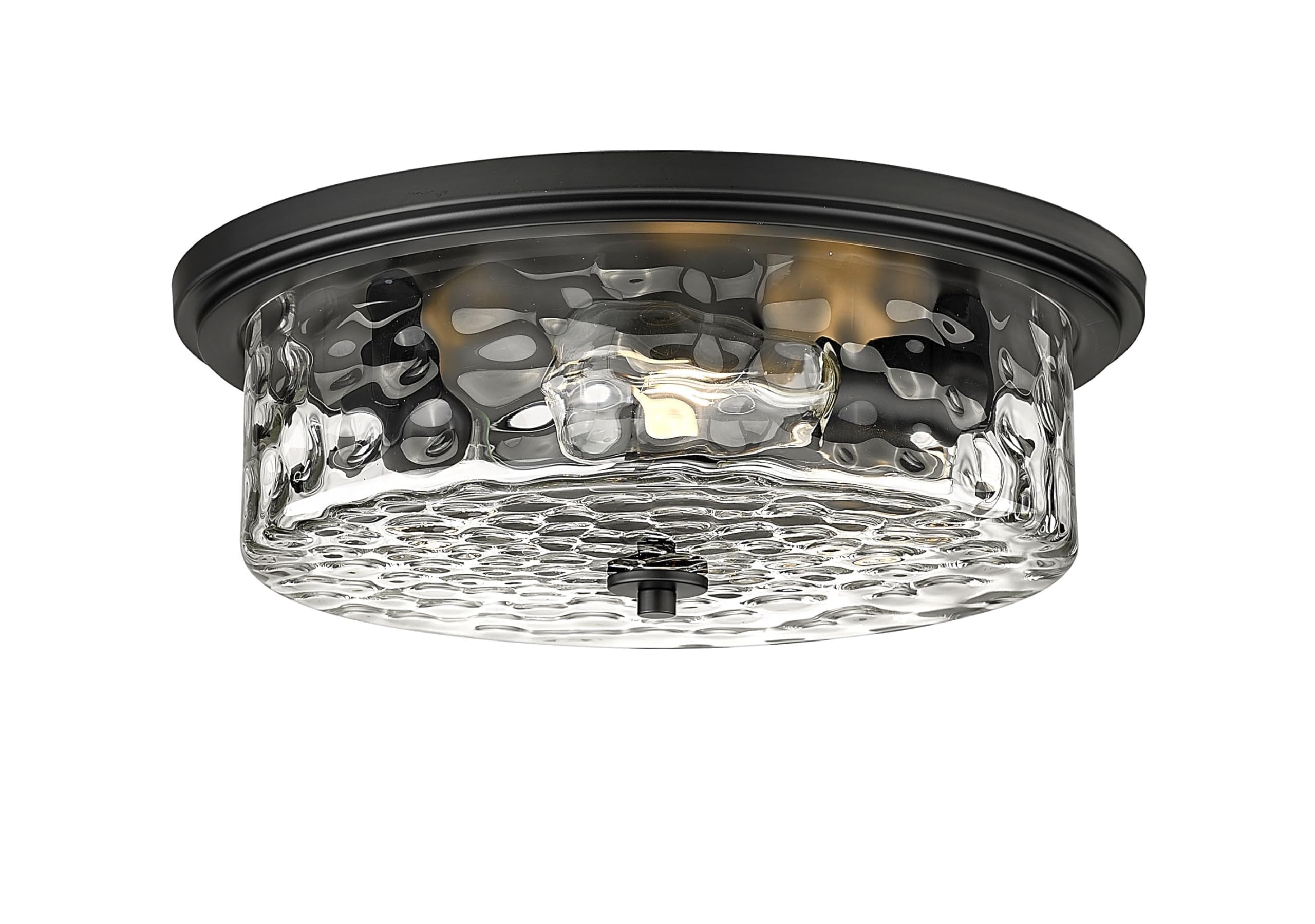 Odeums 16&quot; Black Industrial Flush Mount Ceiling Light, 3-Light Fixture For Kitchen & Living Room