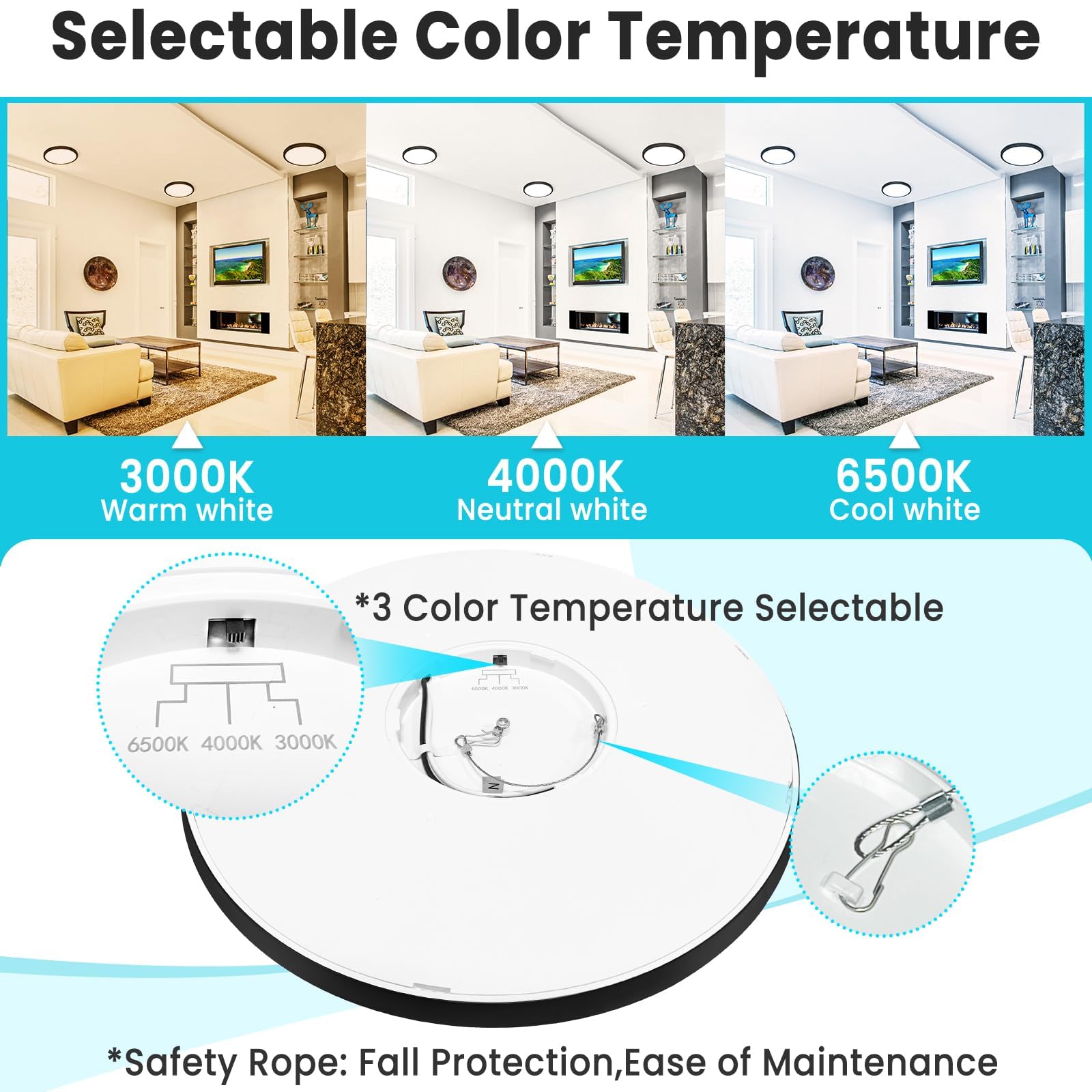 Libtit 7 Inch Oil Rubbed Bronze Flush Mount Ceiling Light, 15W Ceiling Light Fixture,3000K/4000K/6500K Color Selectable,Ultra-Th