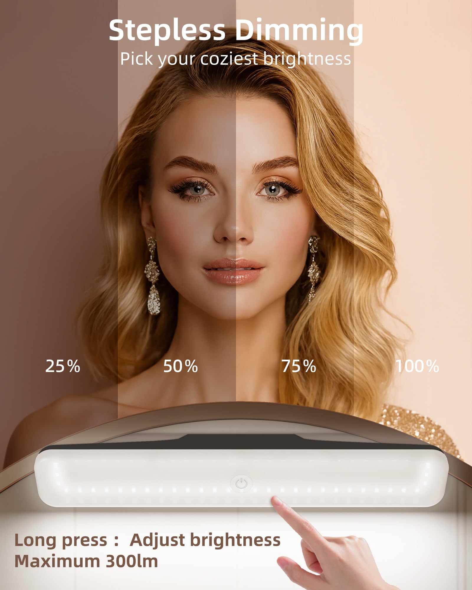 EZVALO Wireless Makeup Light 2 Pack - Rechargeable Vanity Lights, 3 Color Temperatures, Adjustable Angle, Black, Model VL01