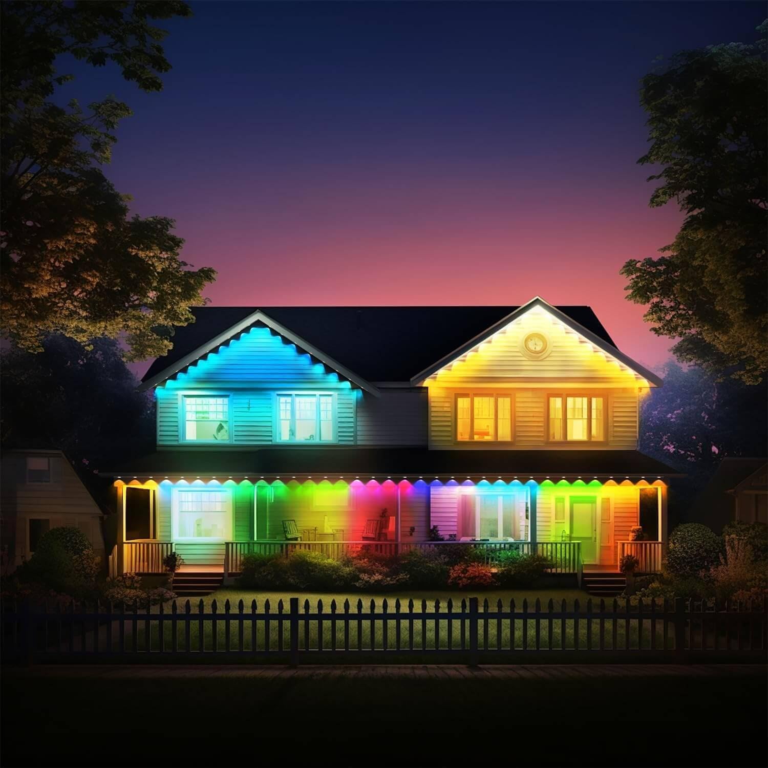 HConce RGB-IC LED Eaves Lights, 150ft, IP67 Waterproof, Smart App & Remote Control, Multicolor, Model: Eaves Lights-hc-FT01