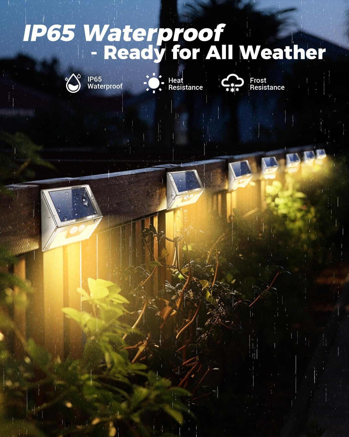 vighep Solar Lights Outdoor 12 Pack, Motion Sensor, Waterproof, Warm White LED, Stainless Steel, Model YHM03A