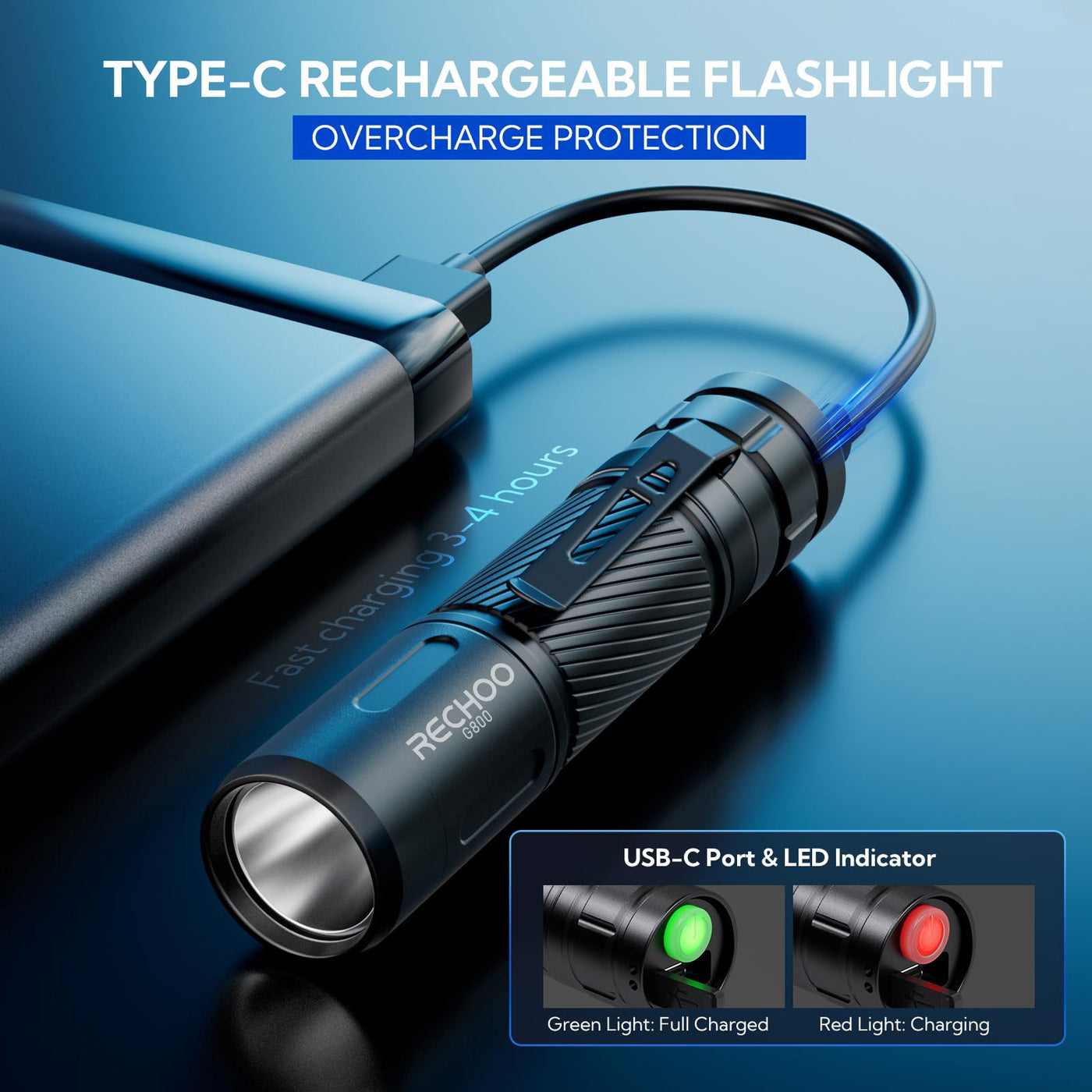 RECHOO Rechargeable Flashlight 500 Lumens, 3 Modes, Black, 2 Pack, Alu – Lightsdaddy