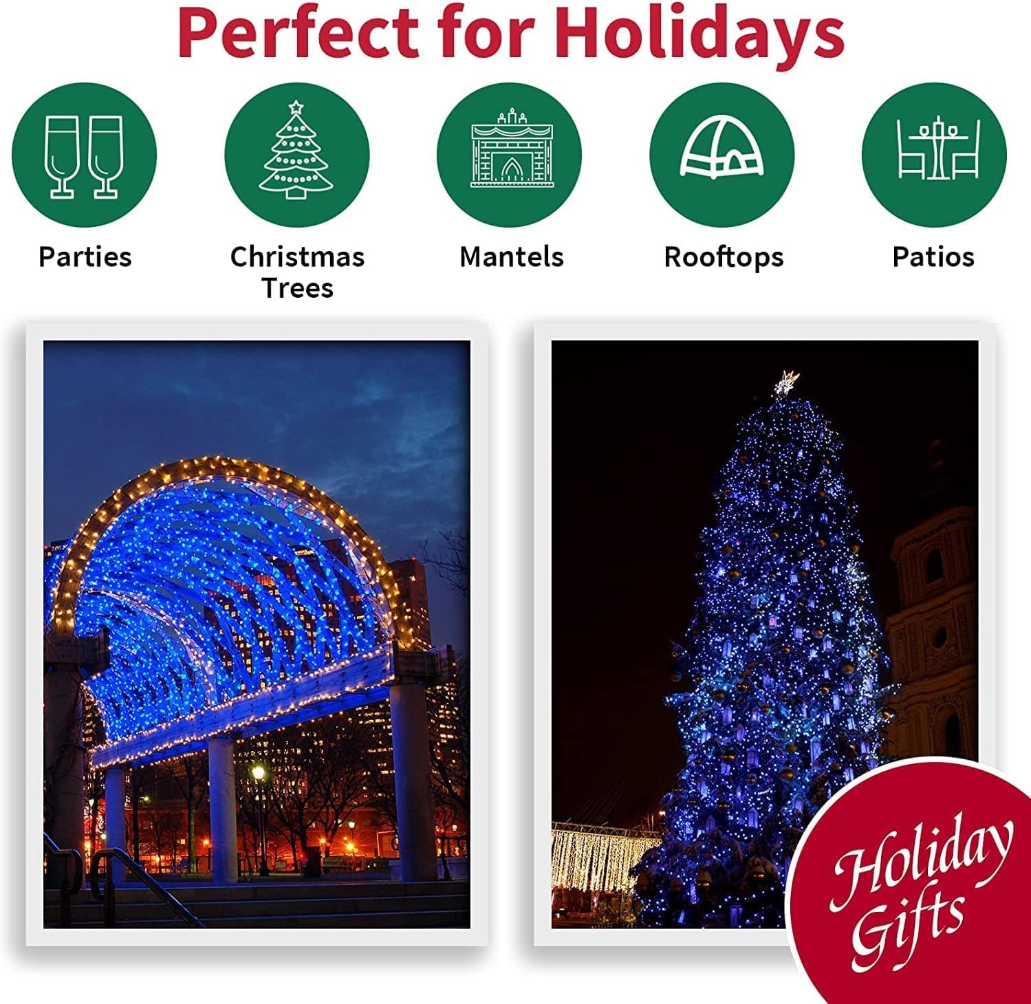 Lamphome Blue Christmas String Lights  100 Ct 20Ft Incandescent Mini Fairy Lights Set  Ul Certified Green Wire Lights For Indoor Outdoor Halloween Holiday Home Xmas Tree Patio D?Cor
