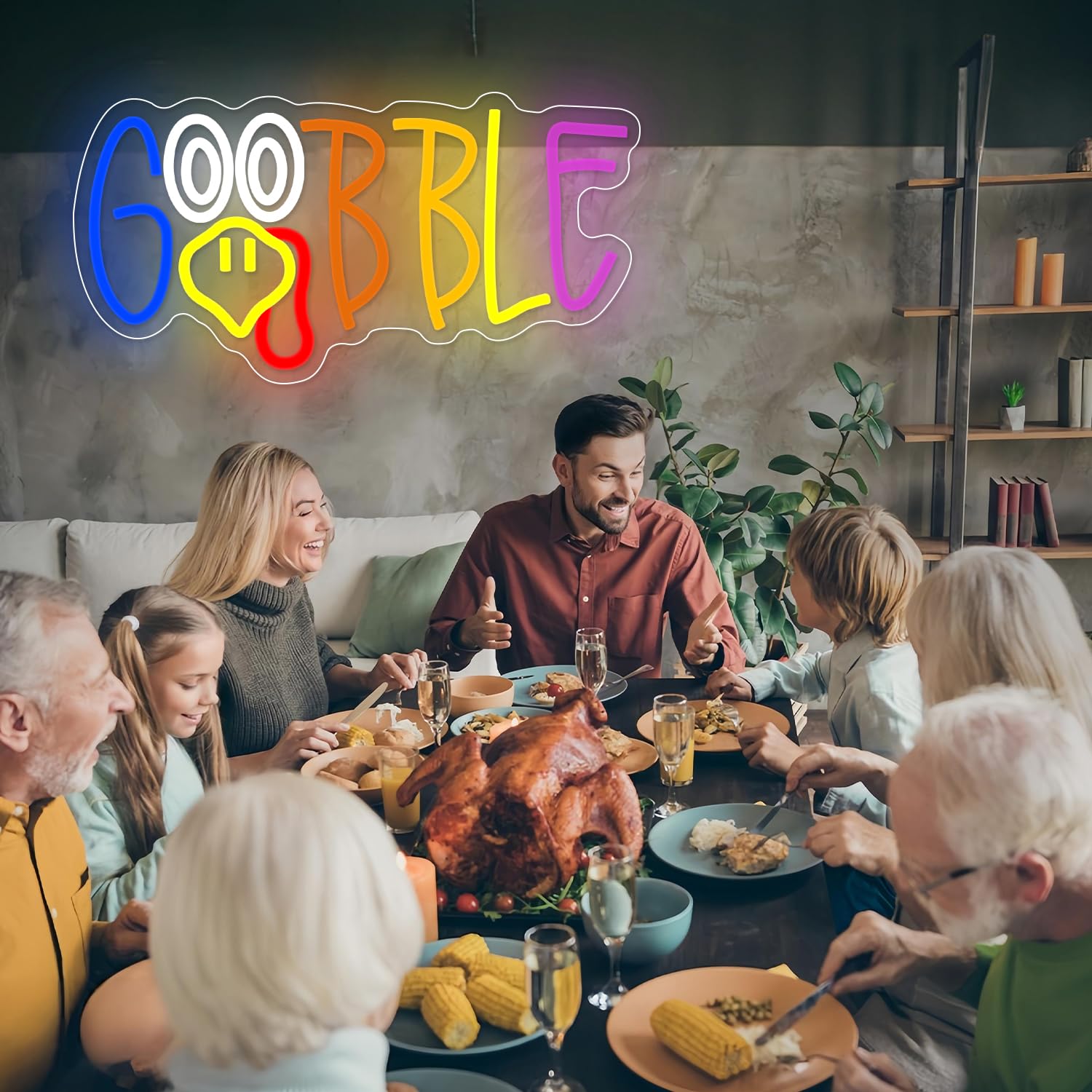 Turkey Neon Sign Thanksgiving Neon Sign For Wall Decor Dimmable Turkey Led Lights Gobble Neon Light Up Sign For Door Wall Art Window Home Party