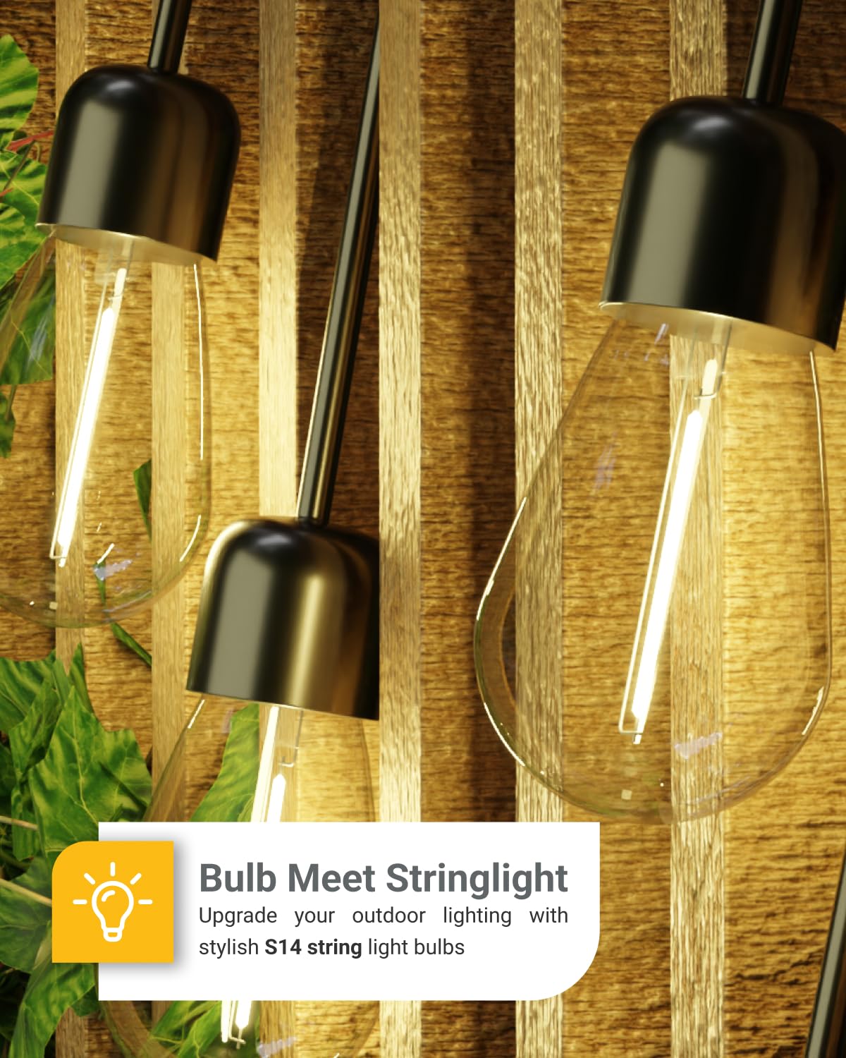 Sunco 60 Pack Led S14 Non-Dimmable Shatterproof & Waterproof Outdoor Vintage Backyard Patio Bright String Light Accessories Bulb