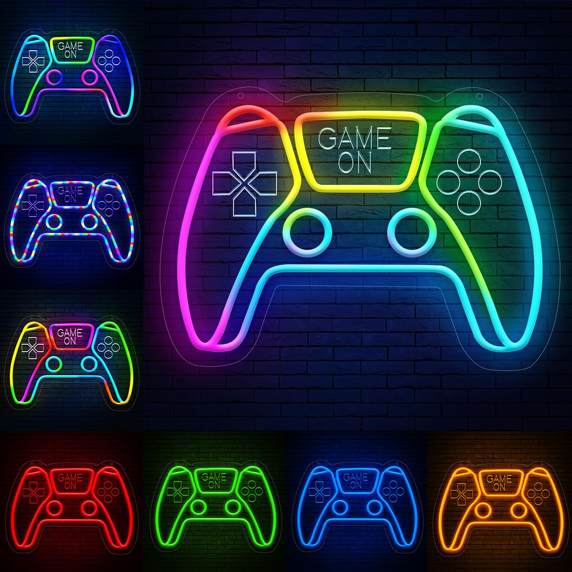 Lumoonosity Gaming LED Neon Sign - Dimmable, Timer Function, Customizable Colors - White, Model CTR Colorful