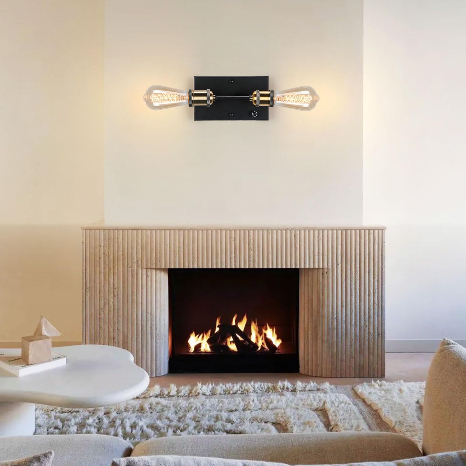 Lightess 2-Light Bathroom Light Fixture, Dimmable Wall Sconce, Copper, Metal, Black-Glass, Model LG9944217, Bulbs Not Included