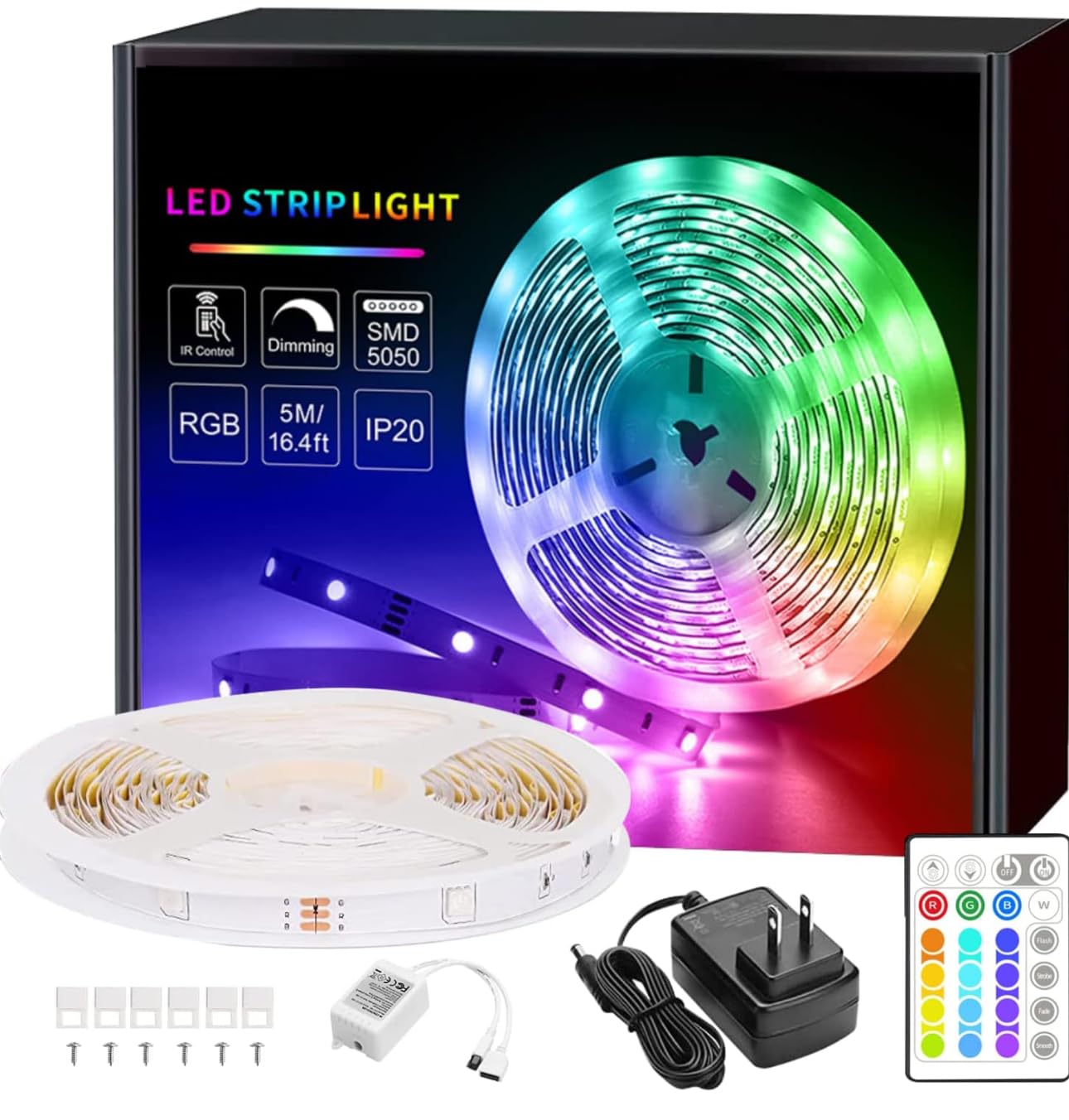 Fizzytech 5 Meter Led Strip Lights 300 Rgb Leds,16 Modes Remote Control Perfect For Home Decoration Bedroom Ambiance Diwali And 