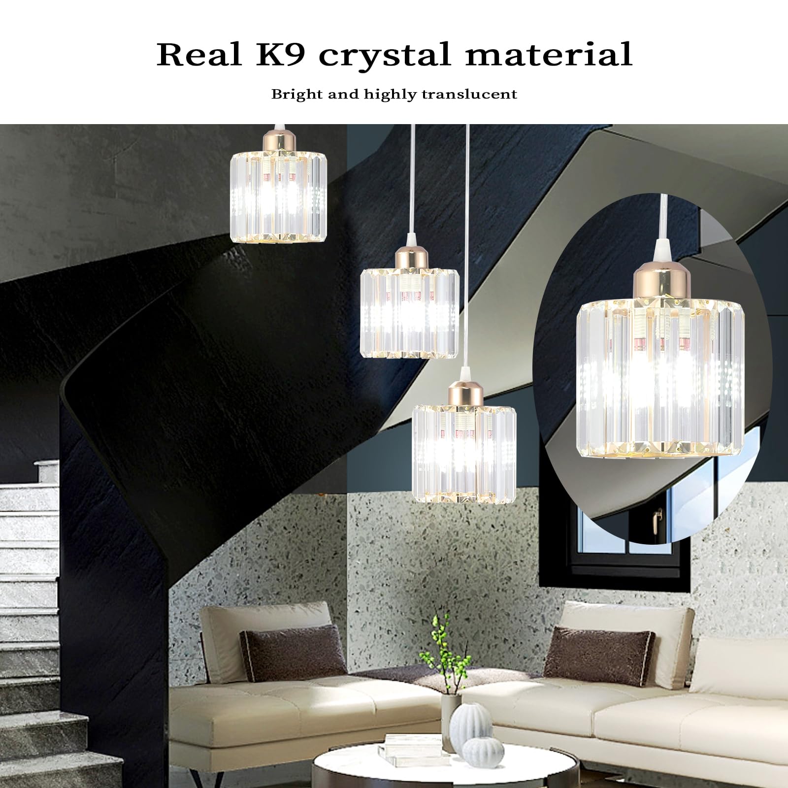 Cainjiazh High Ceilings Long Chandeliers Modern Crystal Pendant Light Raindrop Drop Lamp Hanging Chandeliers Flush Mount Lighting Fixtures For Staircase Foyer Entryway Gold 9 Lights