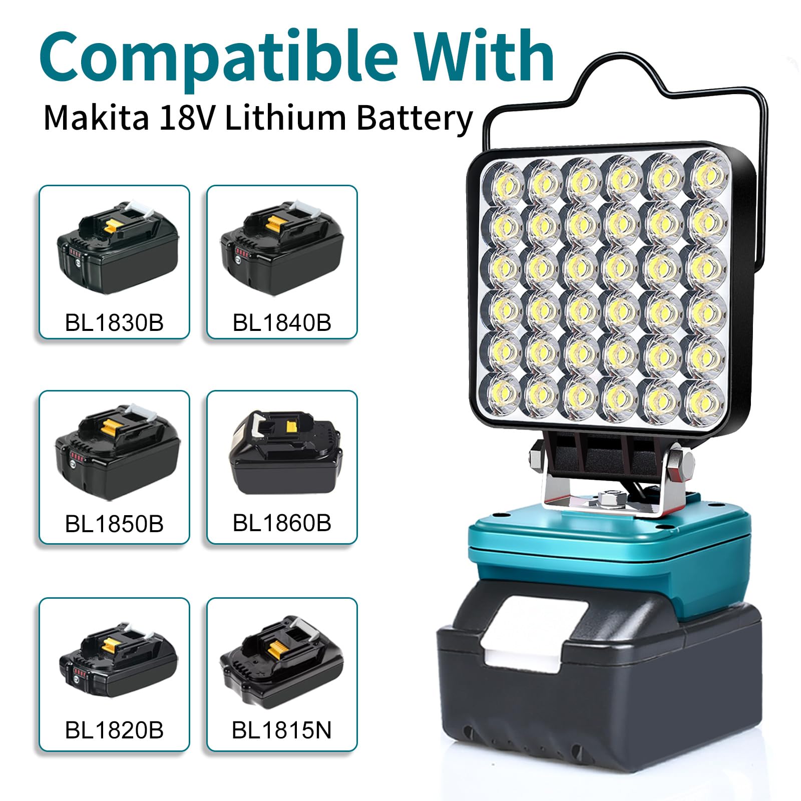 Upgraded Work Light For Makita 18V Battery,72W 6800Lm Portable Cordless Floodlight With Usb&Type C Fast Charging Port For Makita