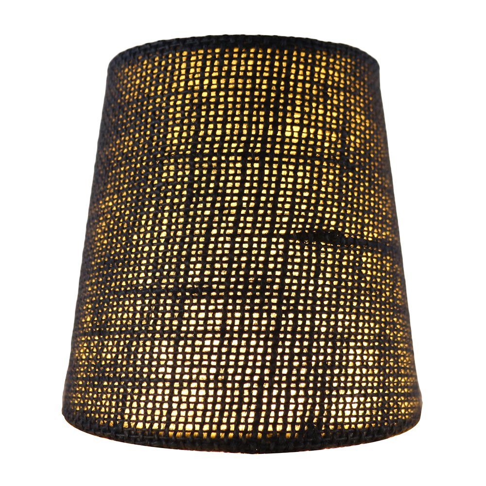 Meriville Set Of 6 Denim Blue Burlap Clip On Chandelier Lamp Shades, 3.5-Inch By 4.5-Inch By 4.5-Inch