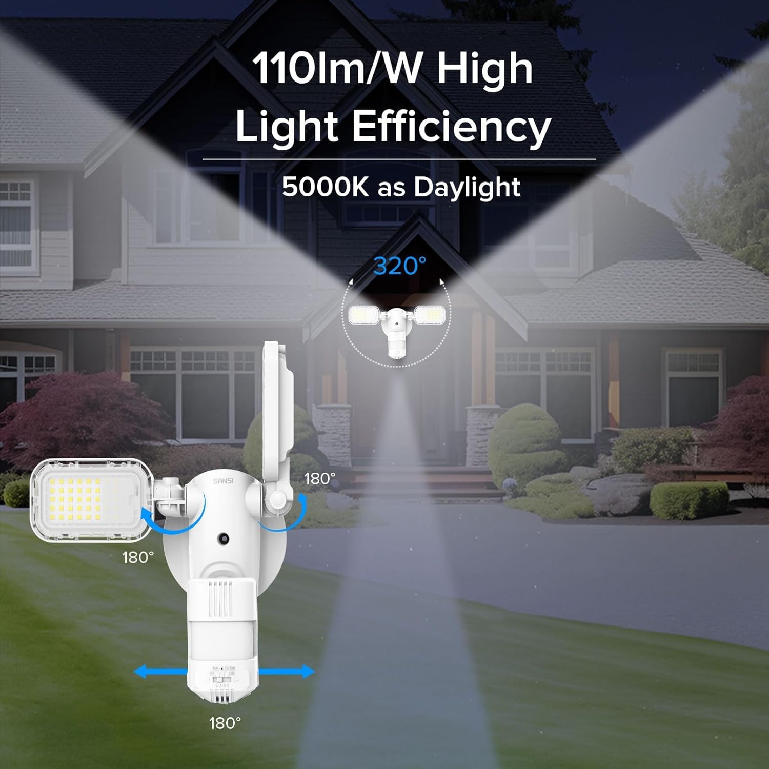 SANSI 90W LED Outdoor Flood Light, 10,000LM, 5000K Daylight, Remote Control, IP65, 50,000 Hrs Lifespan, Model C