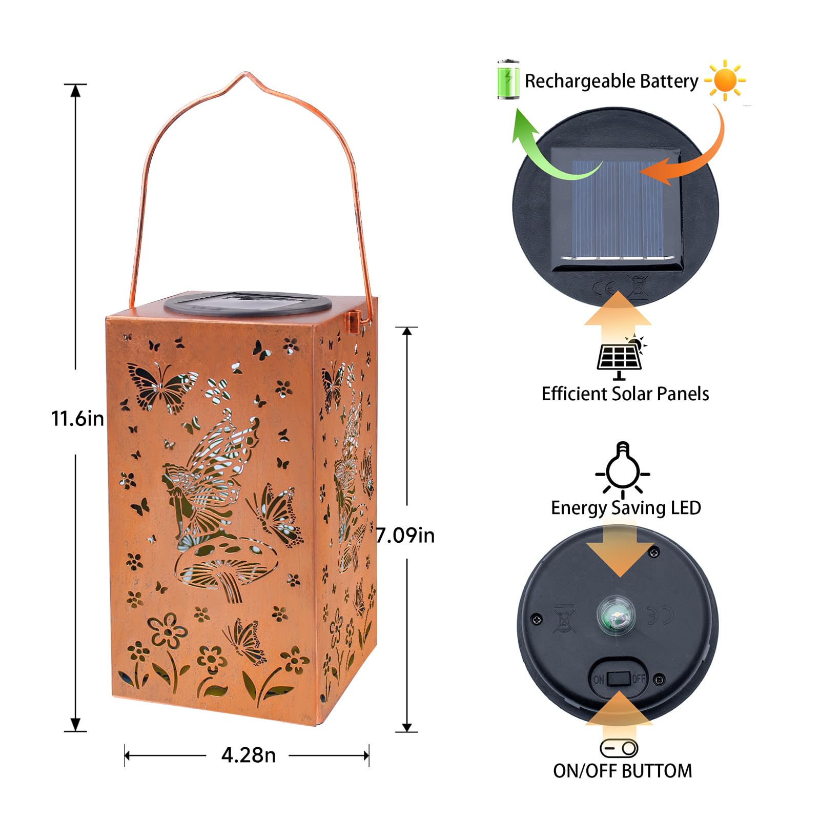 Solar Lanterns Outdoor Waterproof Lights Hanging Butterfly Metal Fairy Led Lantern Decorative Garden Decor For Yard,Porch,Patio,