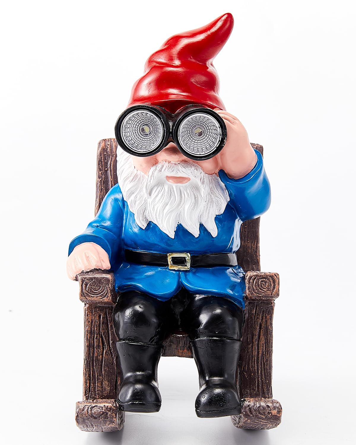 Galotrek Solar Garden Gnome Statues Resin Gnome Figurines Sitting On Rocking Chair Outdoor Telescope Gnome Gifts For Yard  Patio Decor Gift