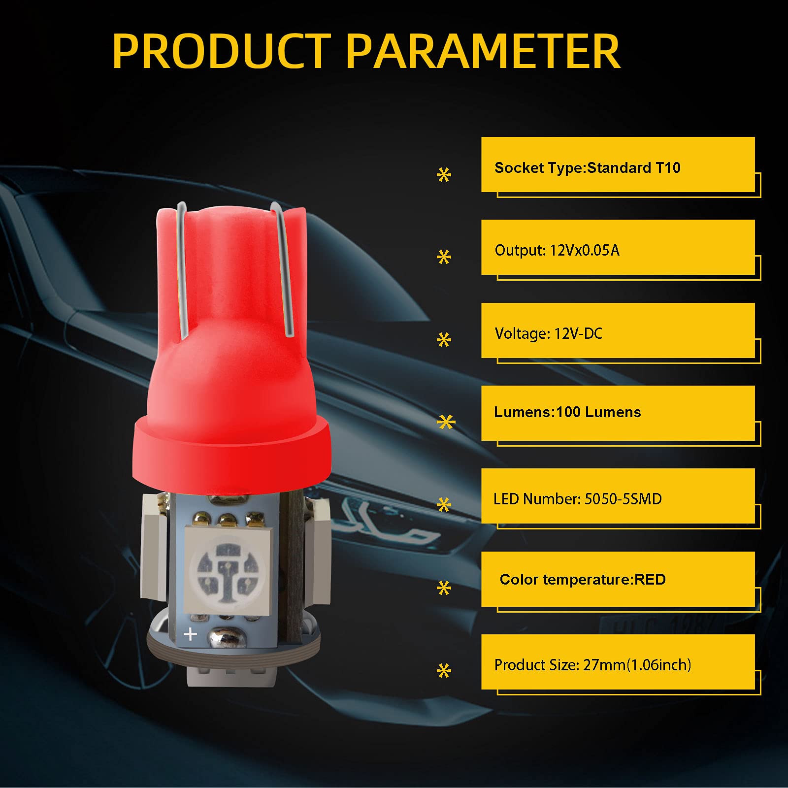 EverBright T10 194 Led Bulb 5050 5SMD 168 W5W 2825 LED Bulb For Car Interior Lights Dome Map Trunk Light Clearance Dashboard Bul