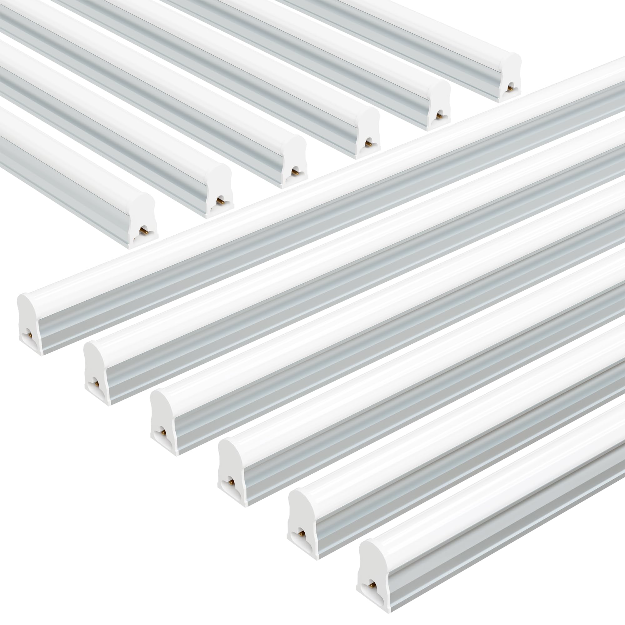 Ensenior T5 LED Shop Lights, 4FT 2000LM, 6500K White, 20W Linkable Fixture, Pack of 12, Aluminum