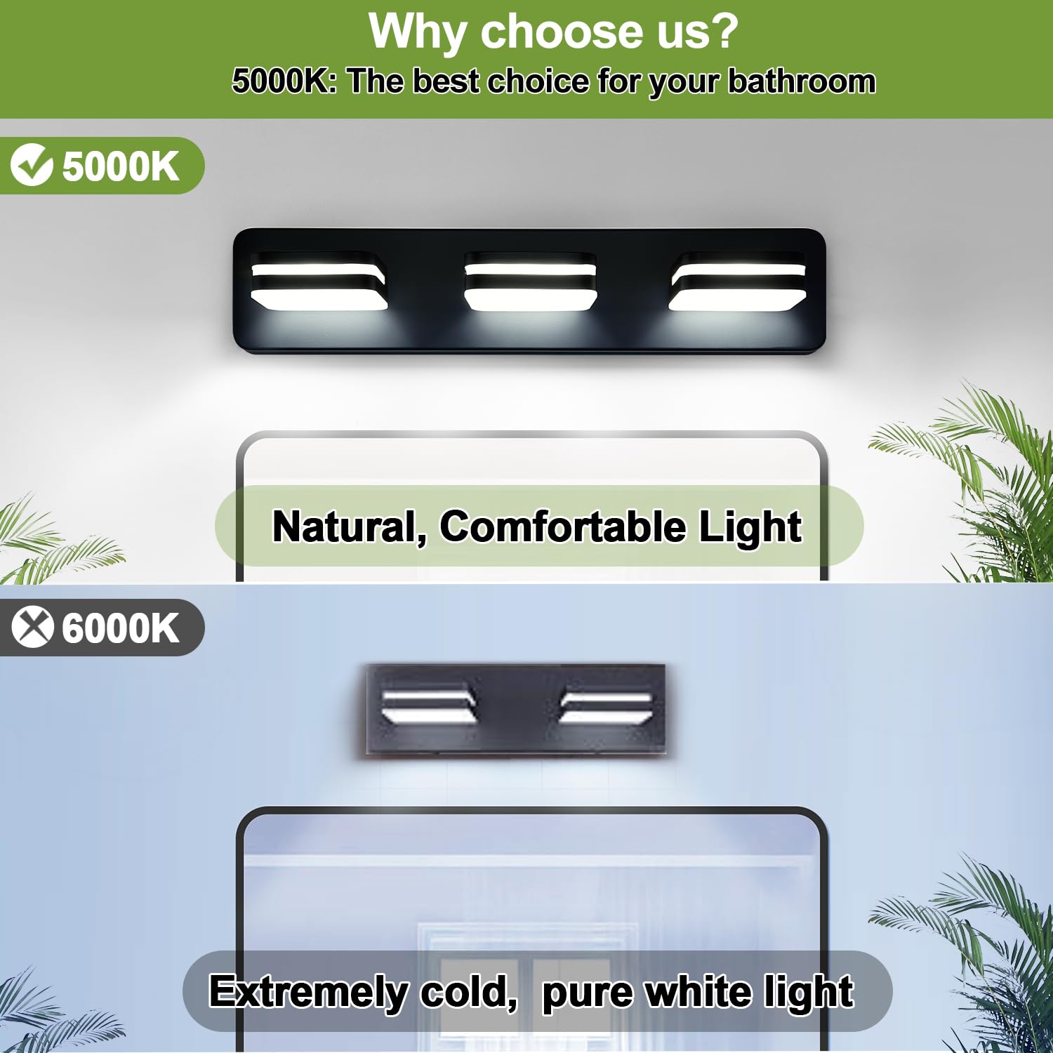 Torondo Modern Black Led Bathroom Vanity Light, 3-Light Bathroom Lighting Fixtures Over Mirror, Led Vanity Lights, Matte Black B